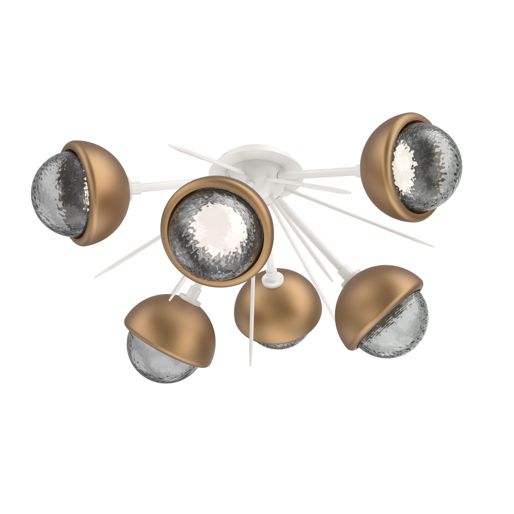 Shown in Salt White finish and Smoke glass and Novel Brass accent