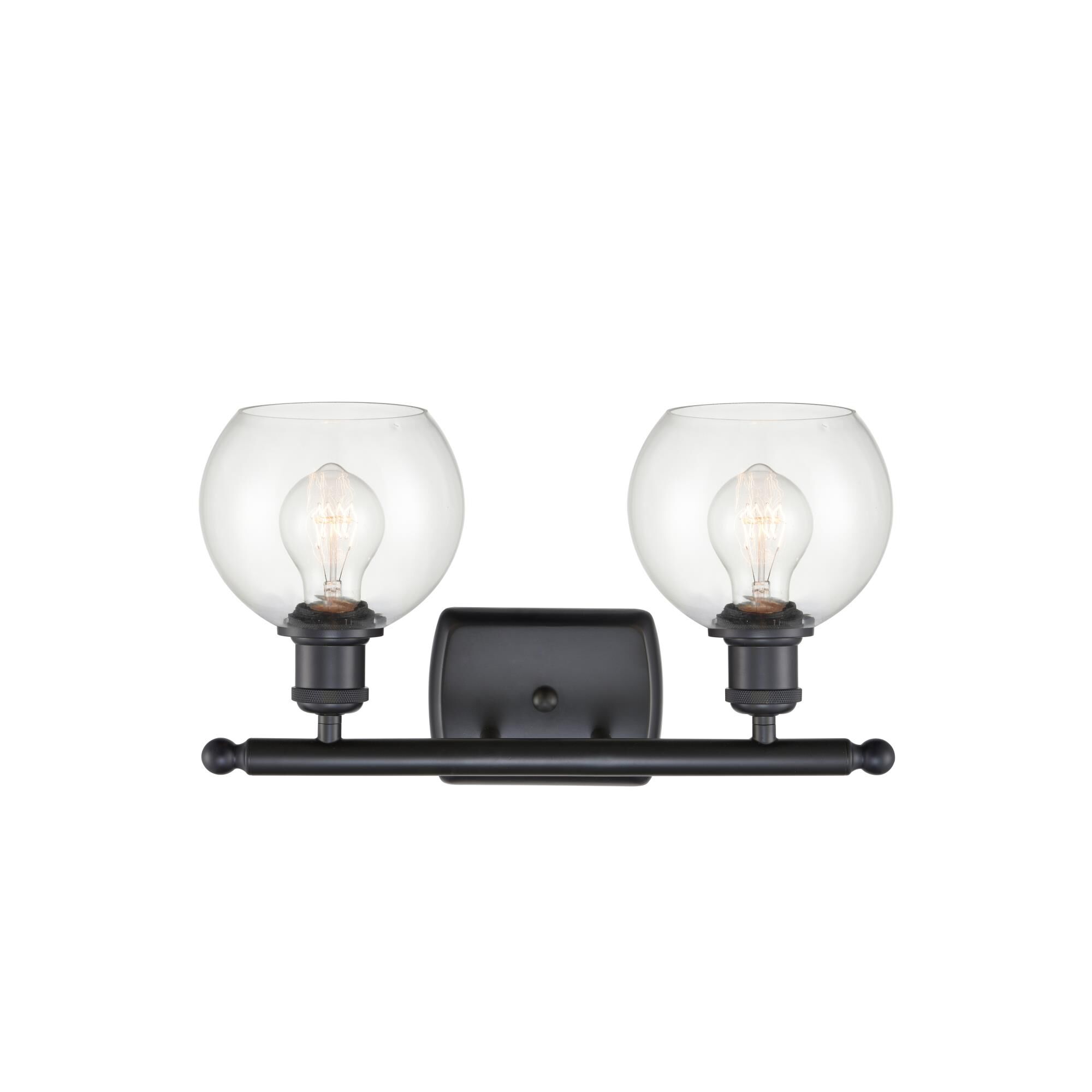 Shown in Matte Black finish and Clear Athens glass and No Shade shade