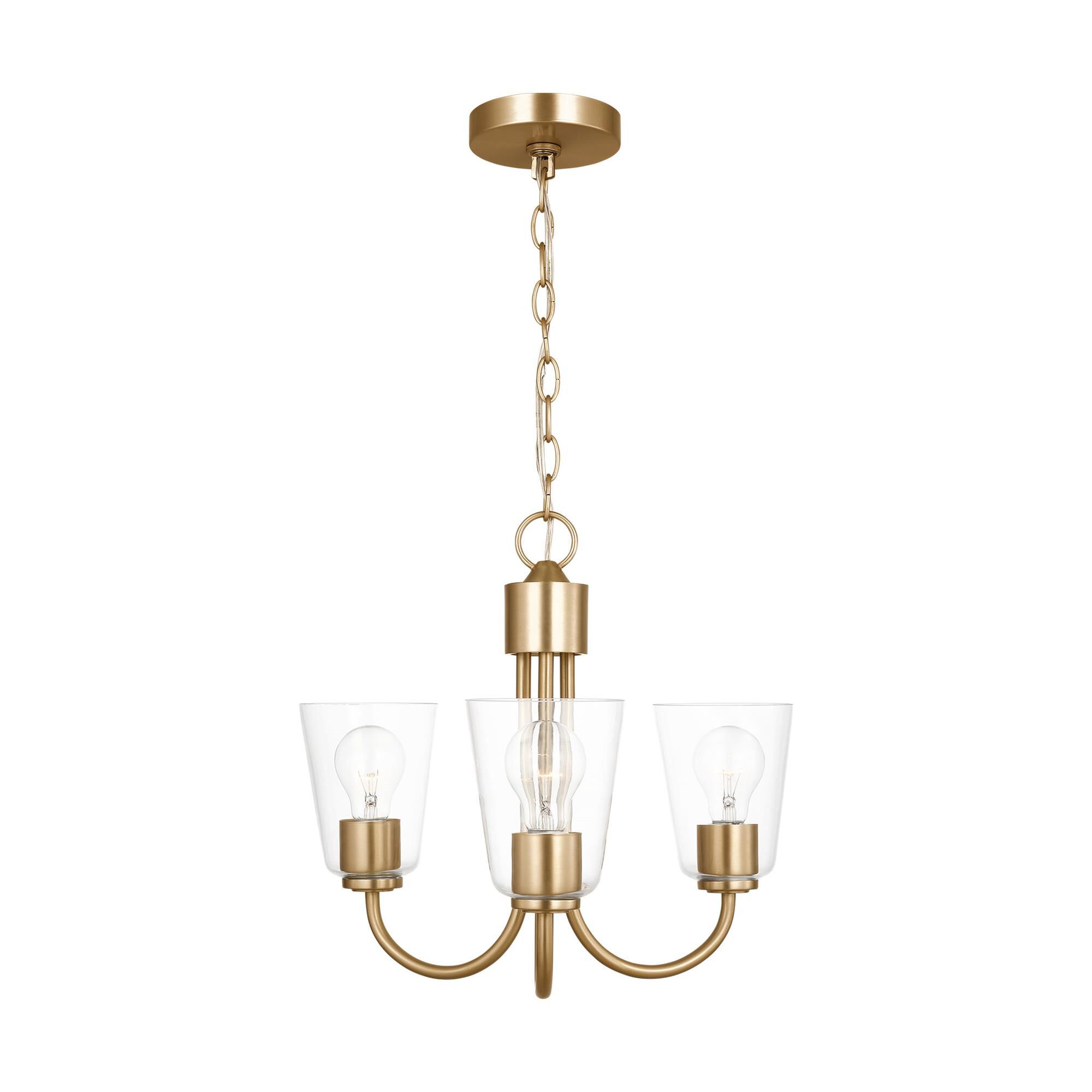 Shown in Satin Brass finish and Clear glass