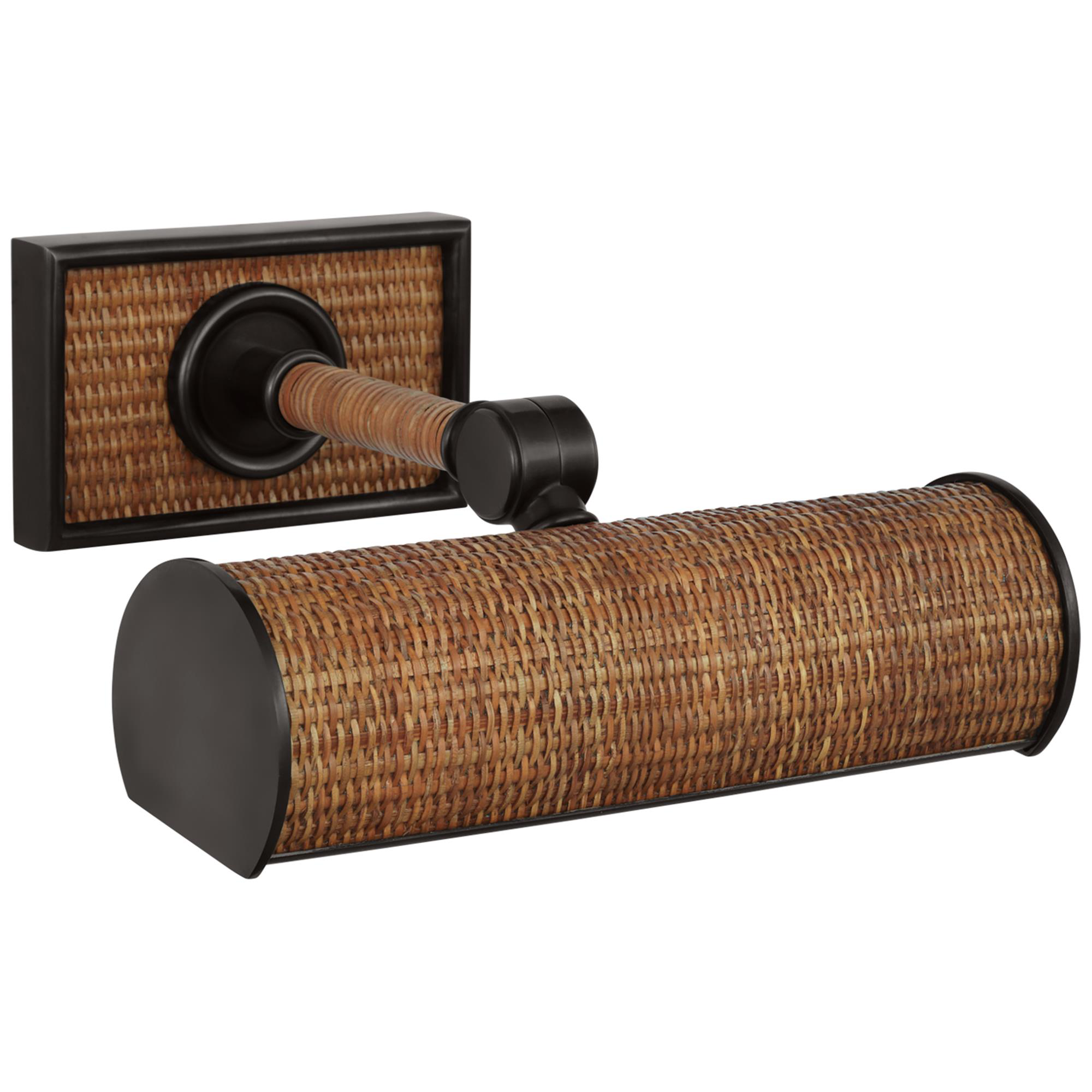 Shown in Bronze and Natural Woven Rattan finish