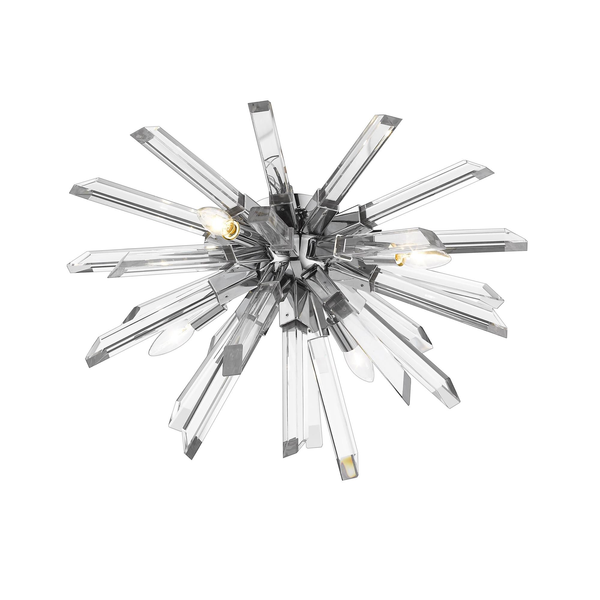 Shown in Chrome finish and Crystal glass and Crystal shade