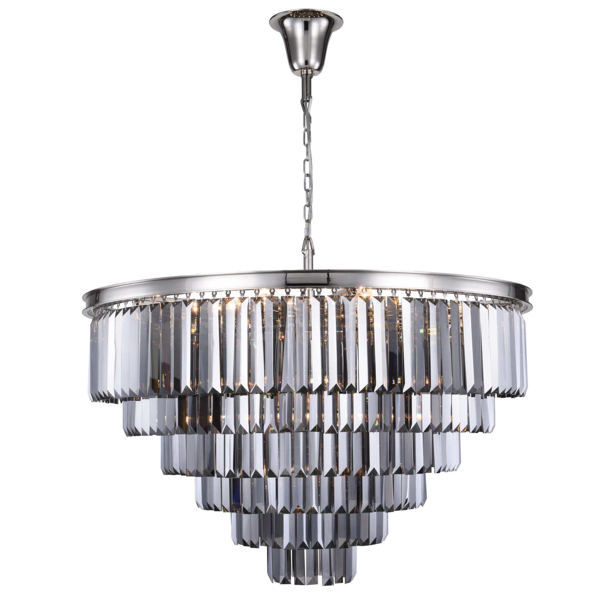 Shown in Polished Nickel finish and Royal Cut crystal and Silver Shade (Grey) accent