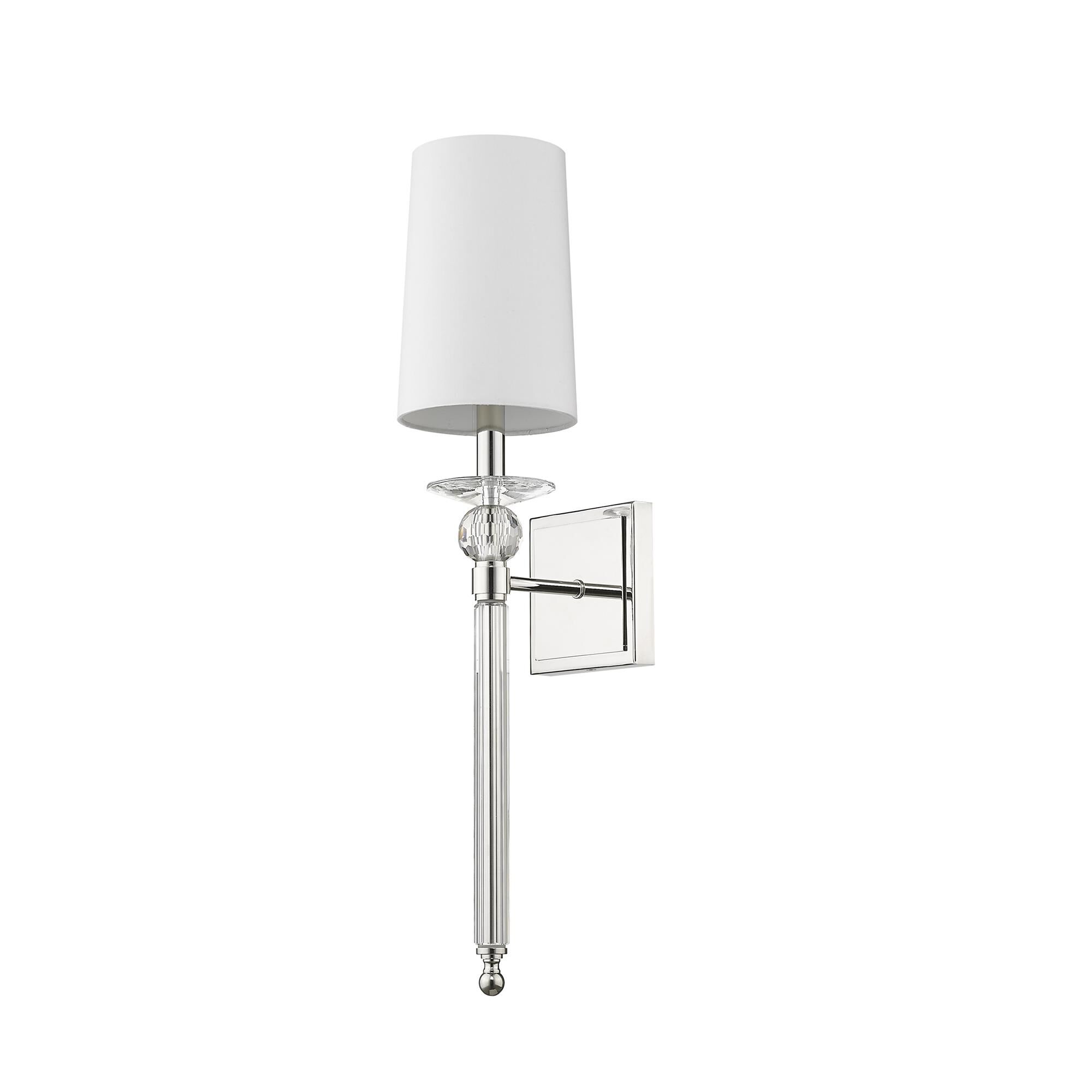 Shown in Polished Nickel finish and Fabric glass and Fabric shade
