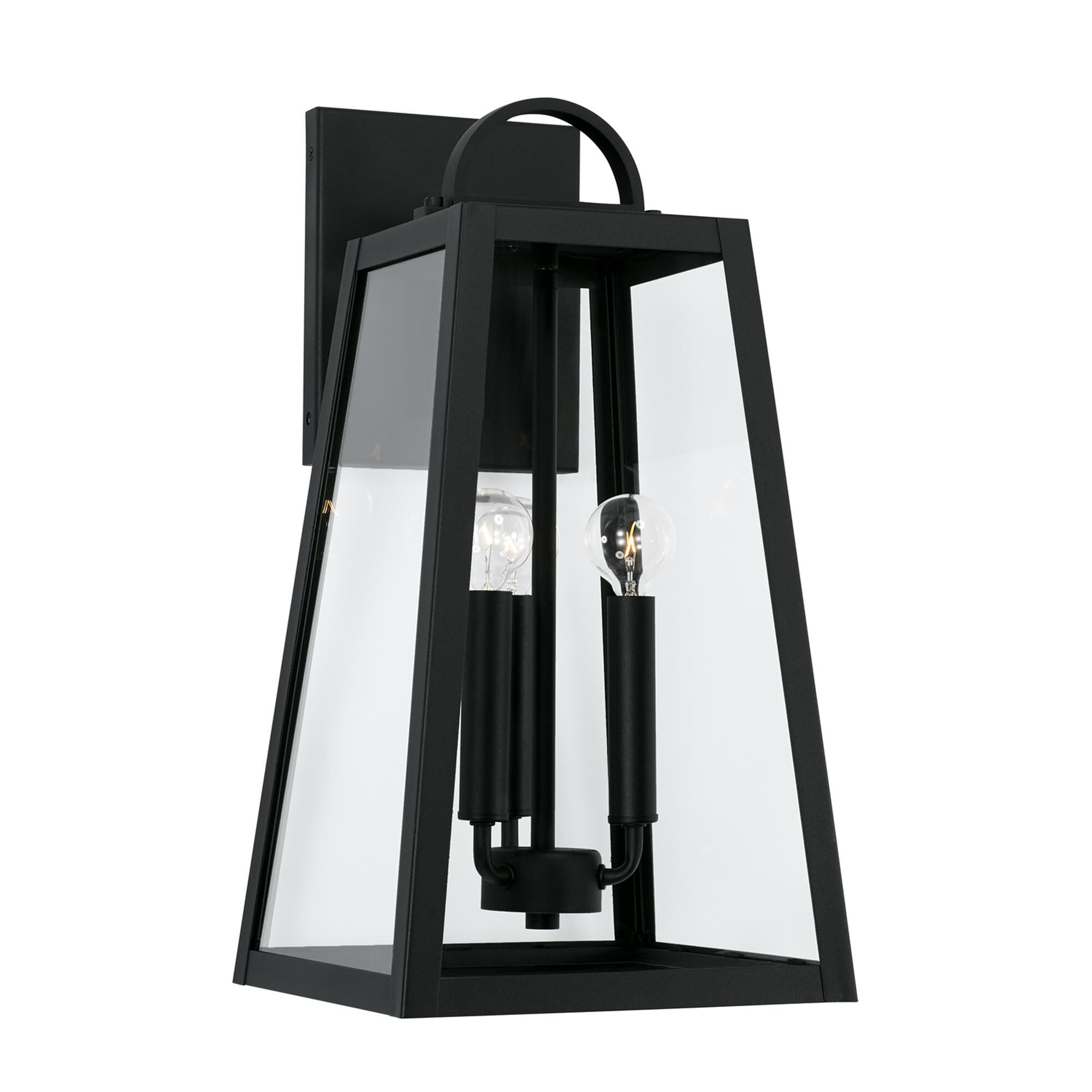 Shown in Black finish and Clear glass