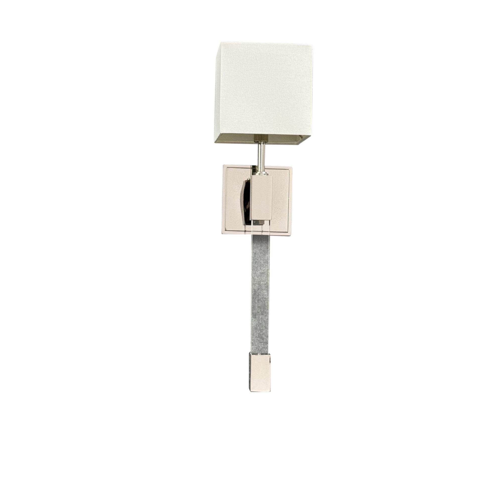 Shown in Polished Nickel finish and Fabric shade