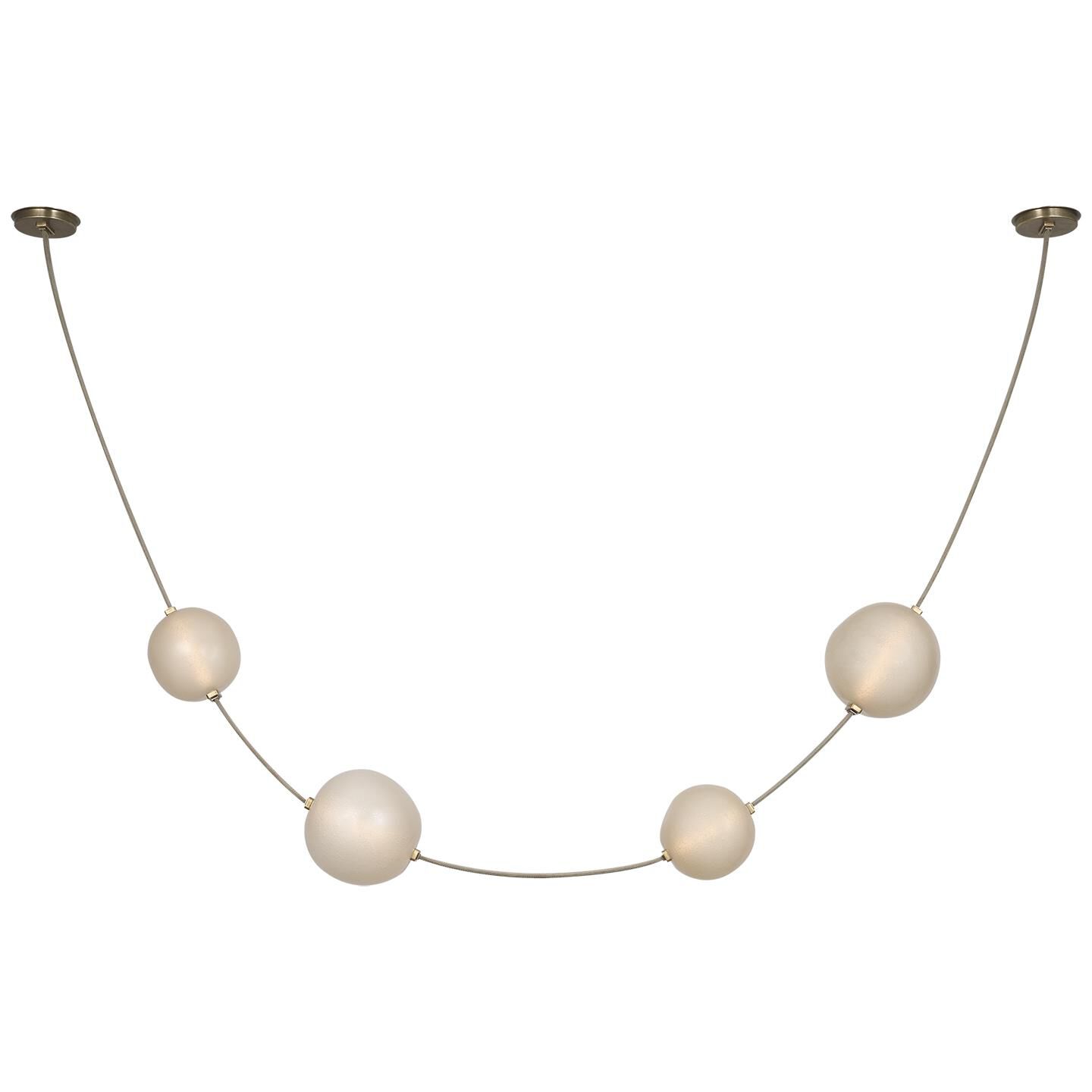 Shown in Ash Suede And Mottled Brass finish and Fizzy Nude glass