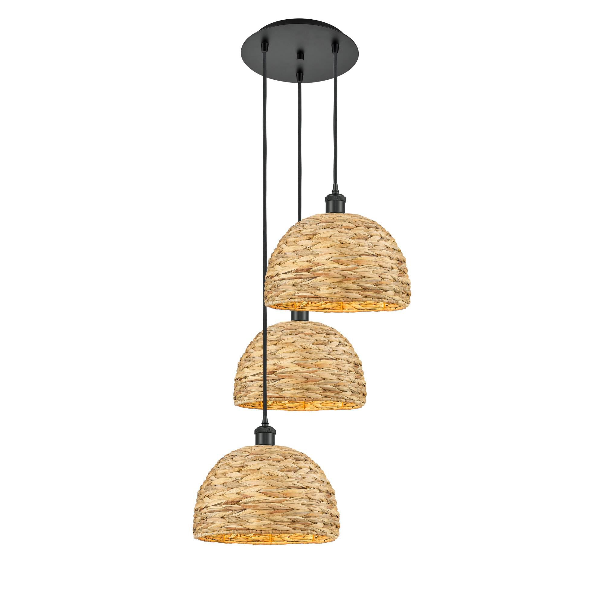 Bruno Marashlian Woven Rattan 19 Inch Multi Light Pendant by Innovations Lighting