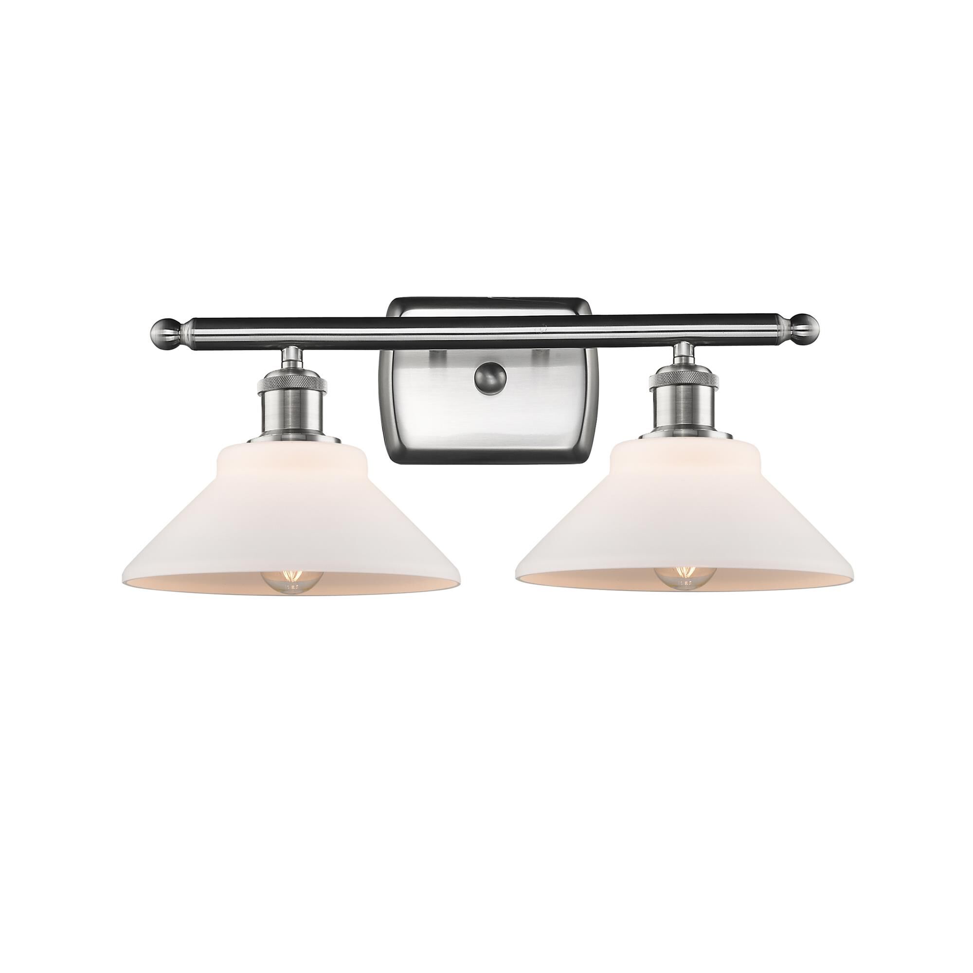 Shown in Satin Nickel finish and Matte White glass