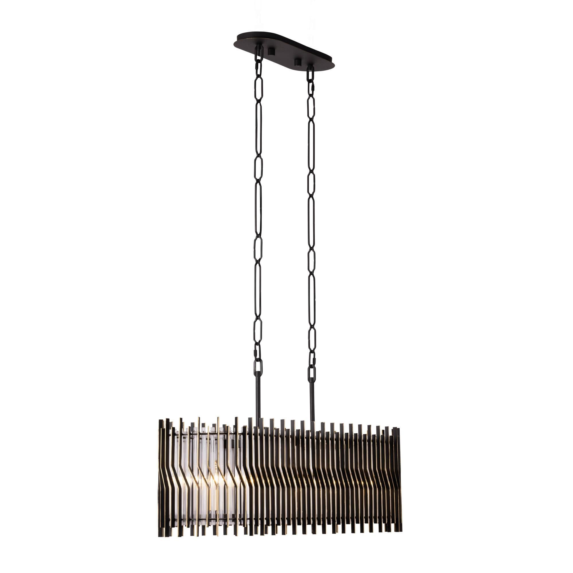 Shown in Matte Black/French Gold finish and Modern Clear Fluted shade
