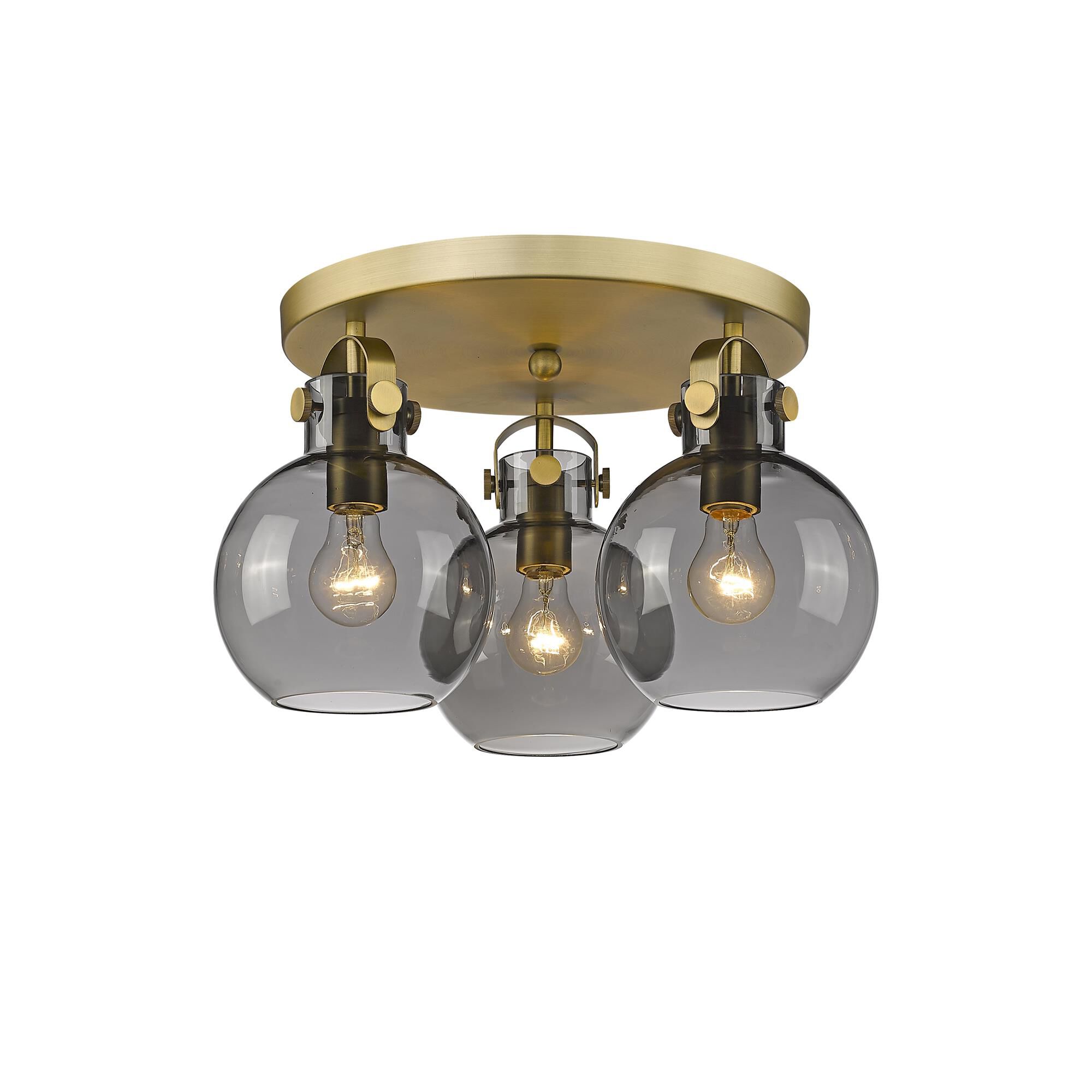 Shown in Brushed Brass finish and Plated Smoke glass