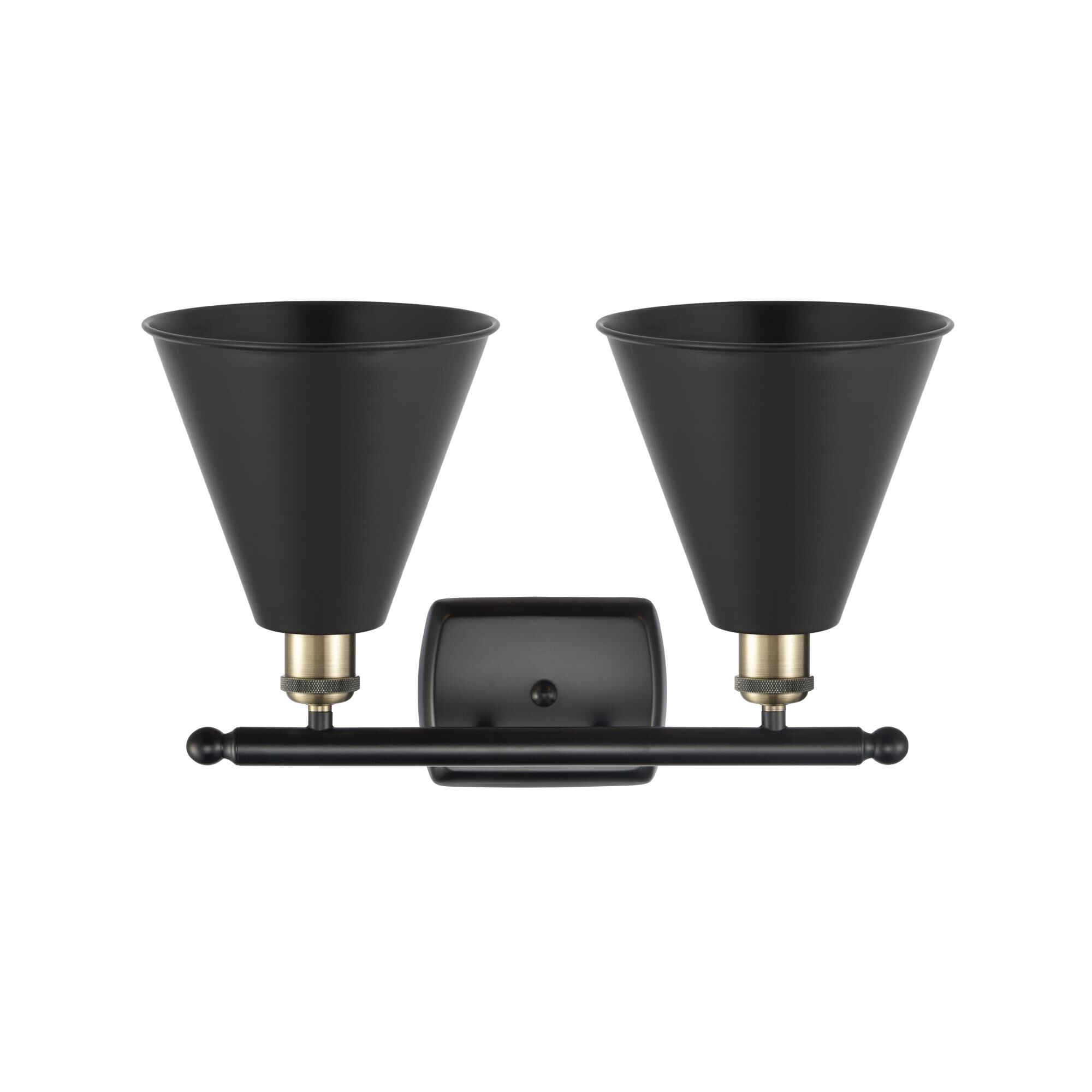 Shown in Black Antique Brass finish and Matte Black Ballston Cone shade