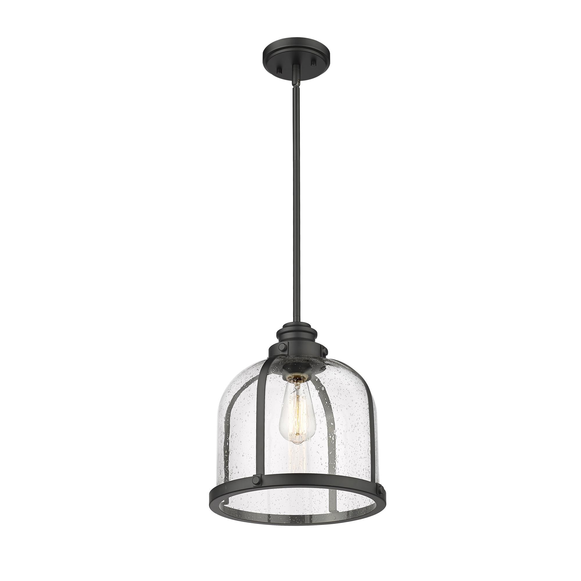 Shown in Matte Black finish and Glass shade
