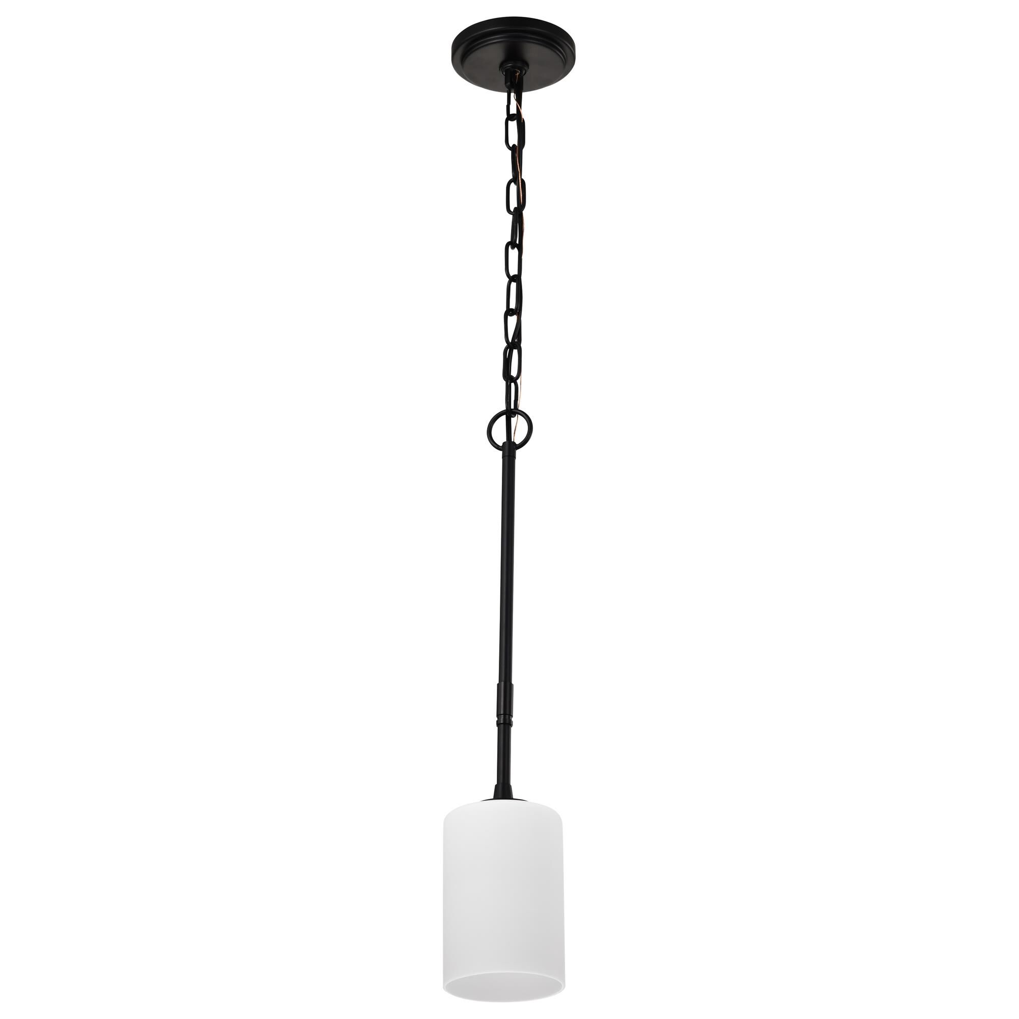 Shown in Matte Black finish and White Opal glass