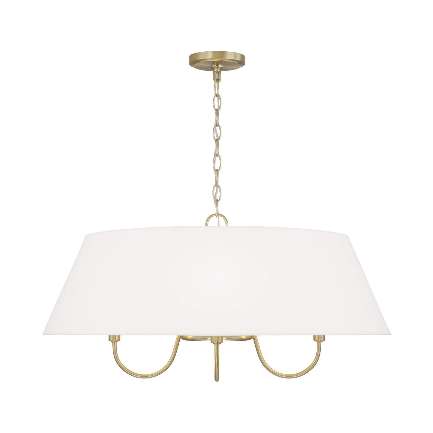 Shown in Matte Brass finish and Soft White Fabric Bolt-On shade