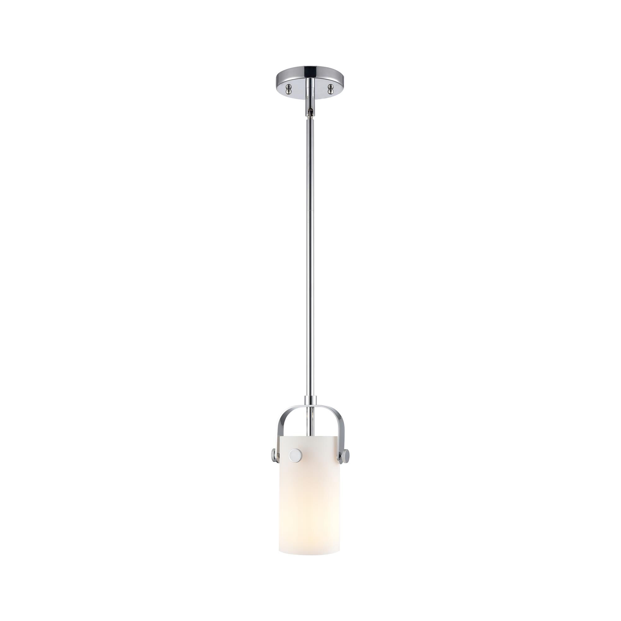 Shown in Polished Chrome finish and Matte White glass