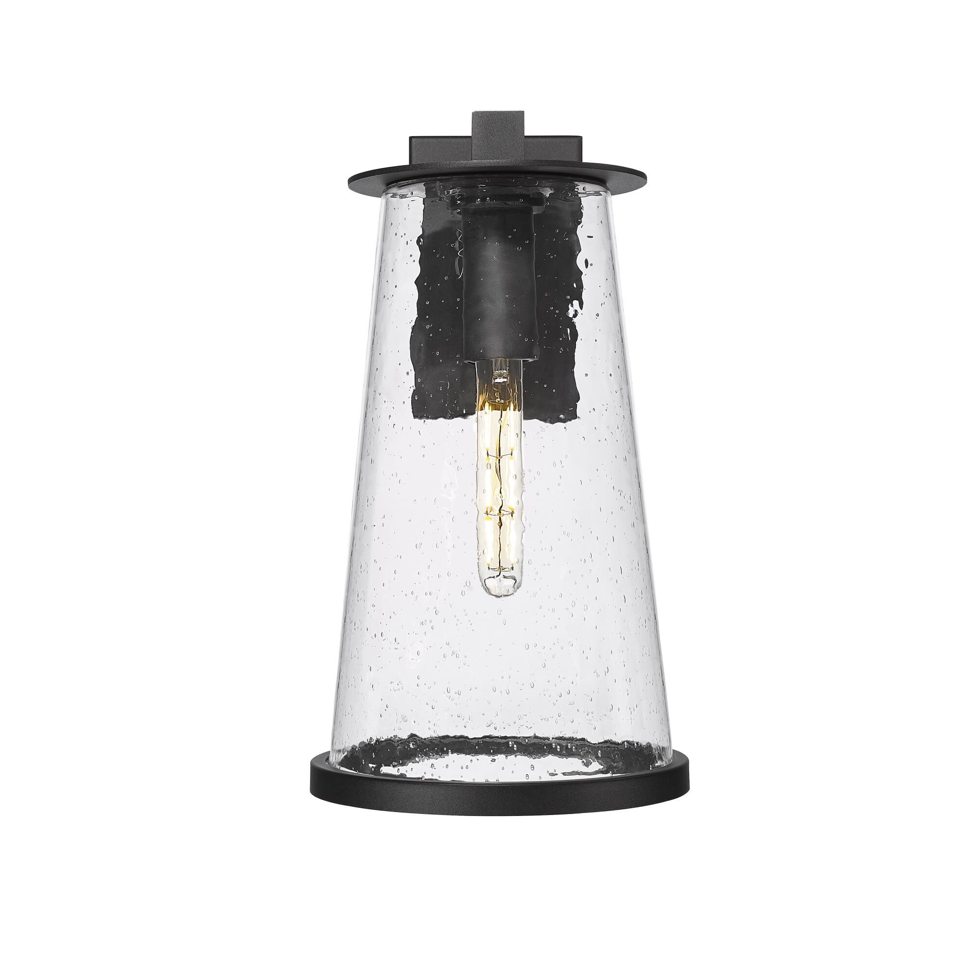 Shown in Sand Black finish and Clear Seedy glass and Clear Seedy shade