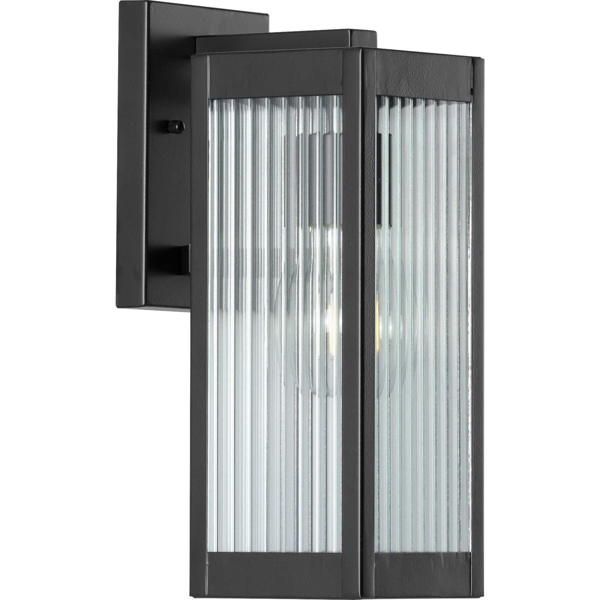 Shown in Matte Black finish and Clear Ribbed glass