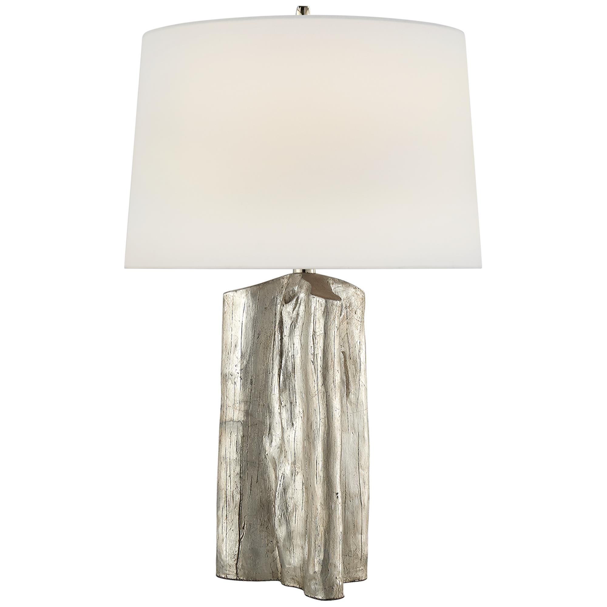 Shown in Burnished Silver Leaf finish and Linen shade