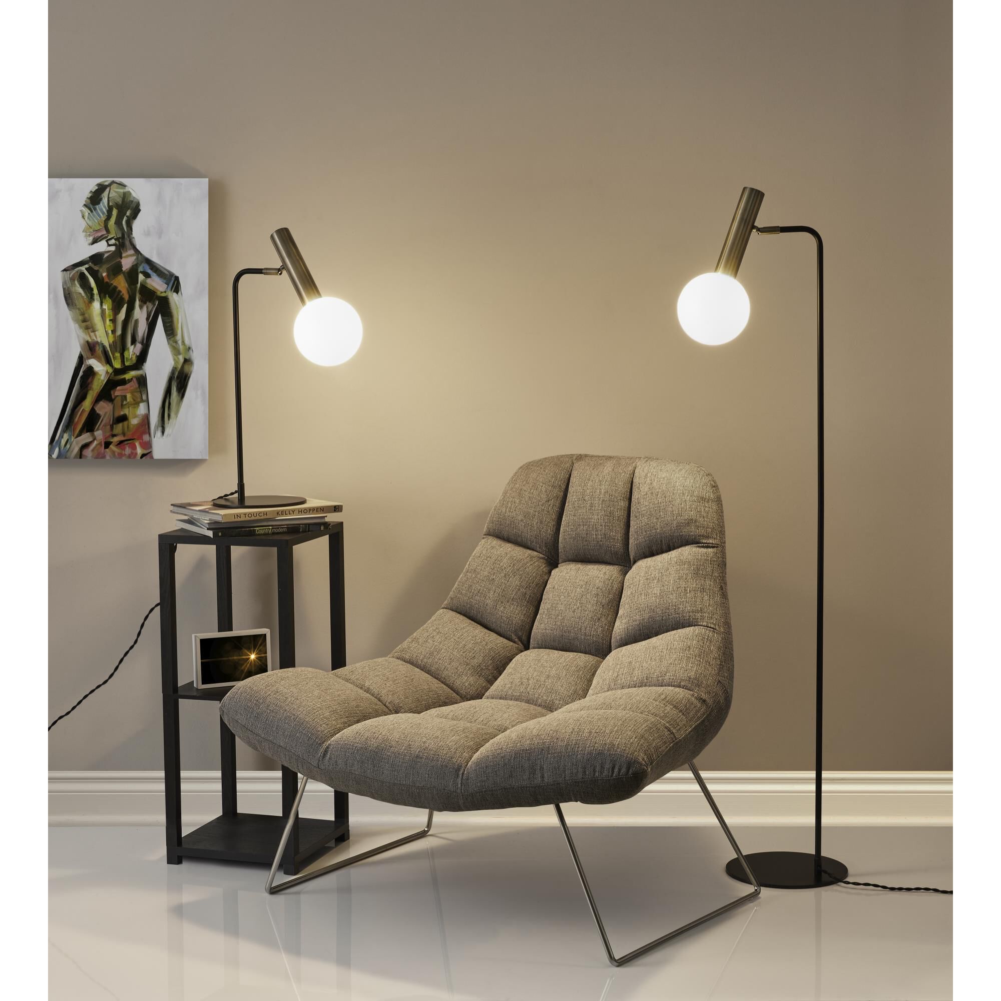 Shown in Light Grey Soft Textured Fabric finish