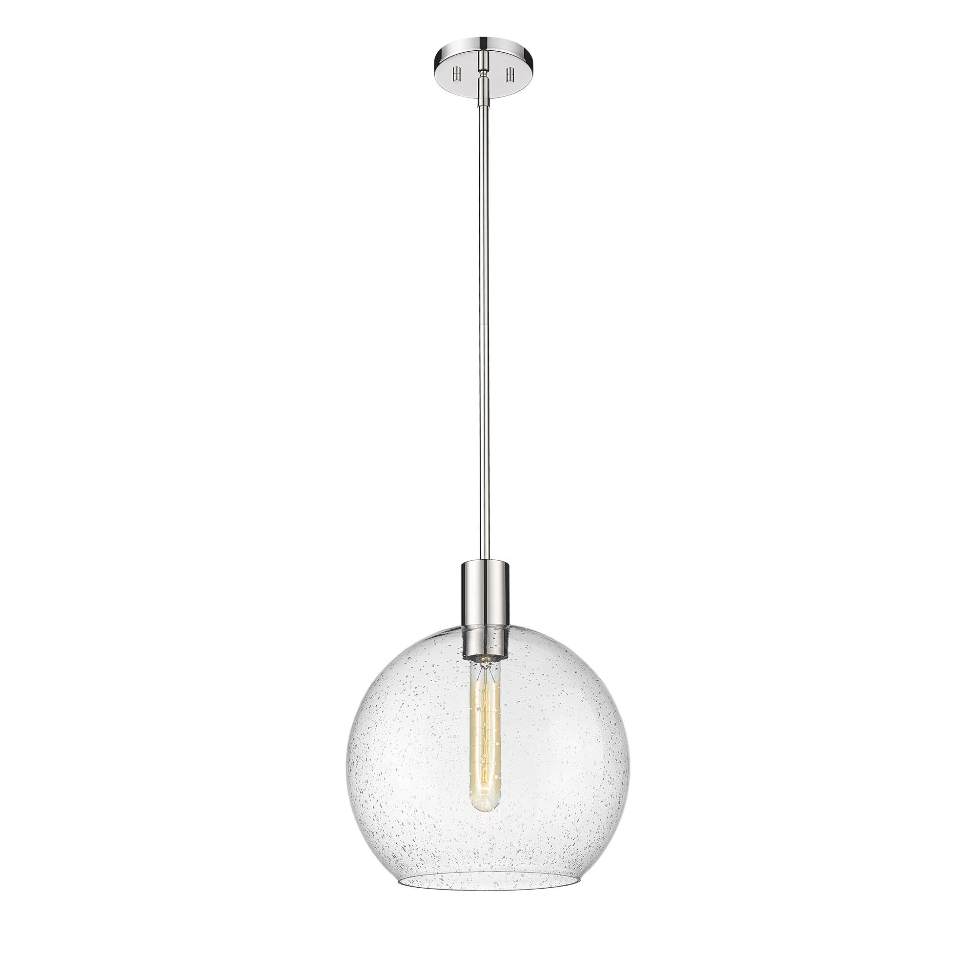 Shown in Polished Nickel finish and Clear Seedy glass