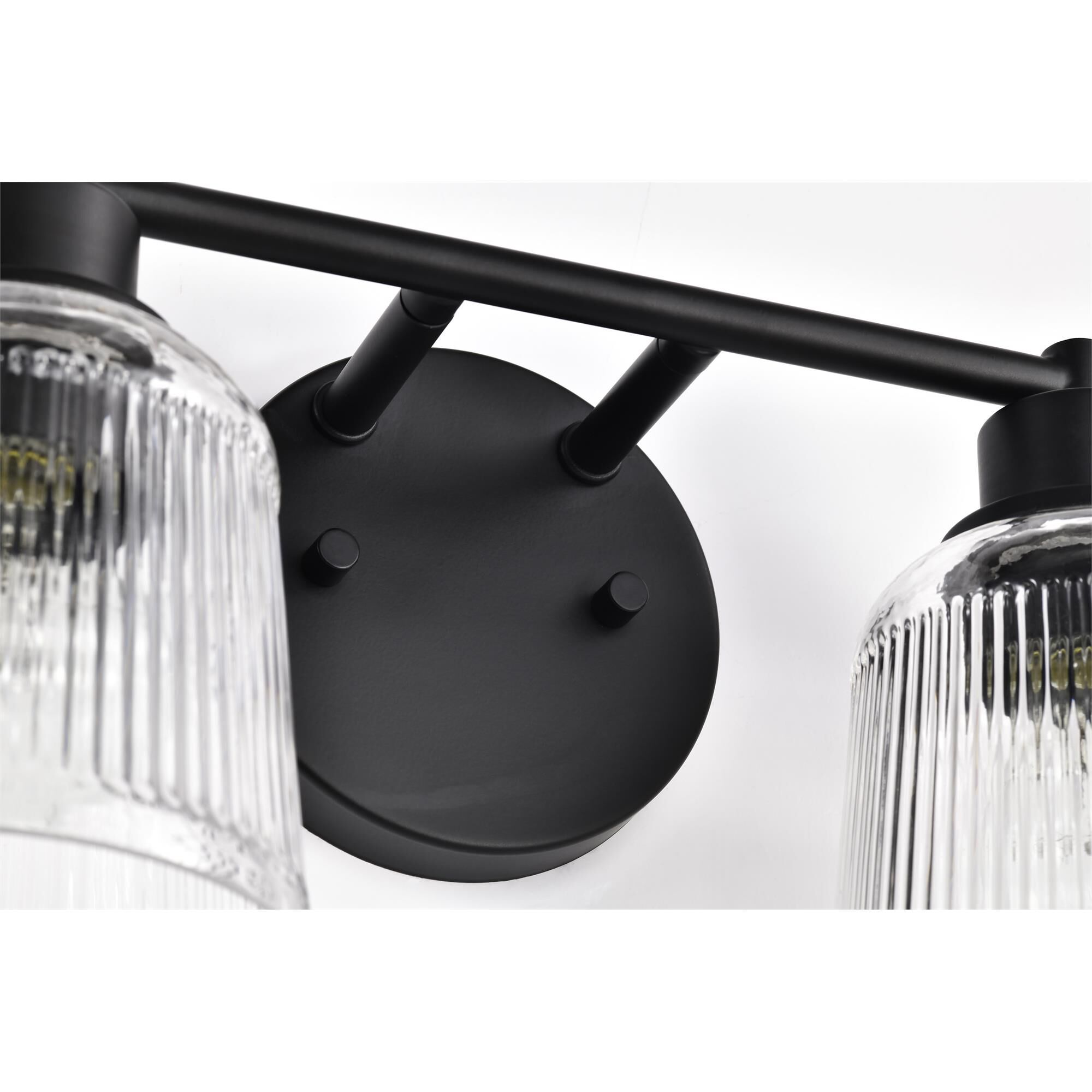 Shown in Matte Black finish and Clear Ribbed glass