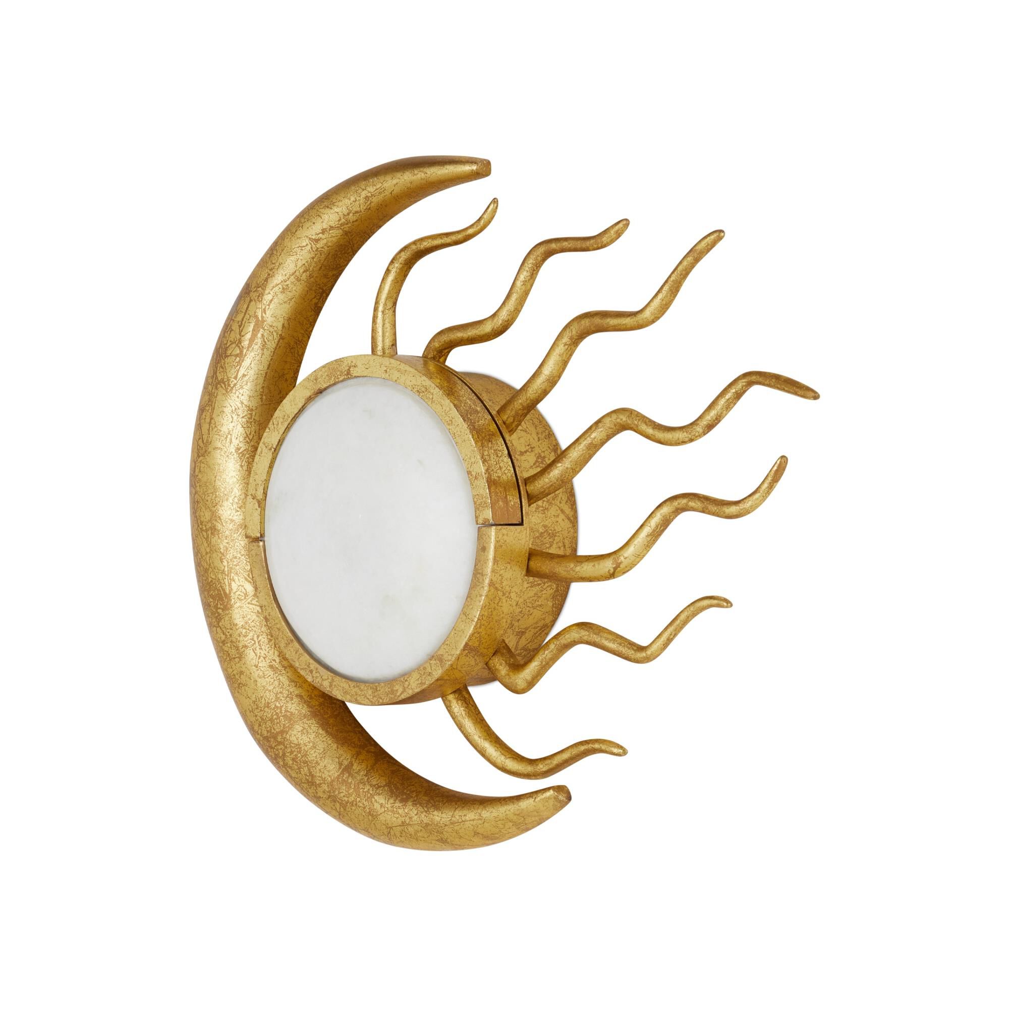 Shown in Gold Leaf and White finish and White Marble Diffuser shade