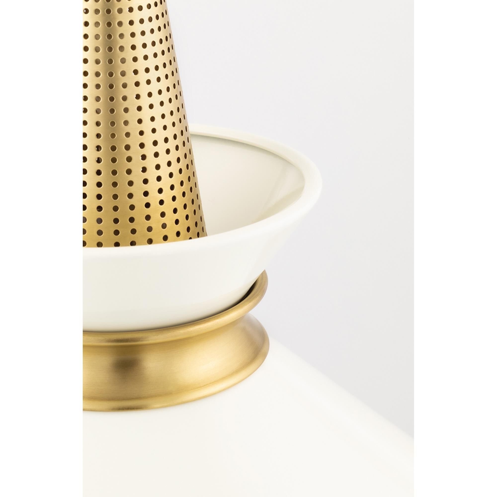Shown in Aged Brass-Cream finish and Cream Metal shade