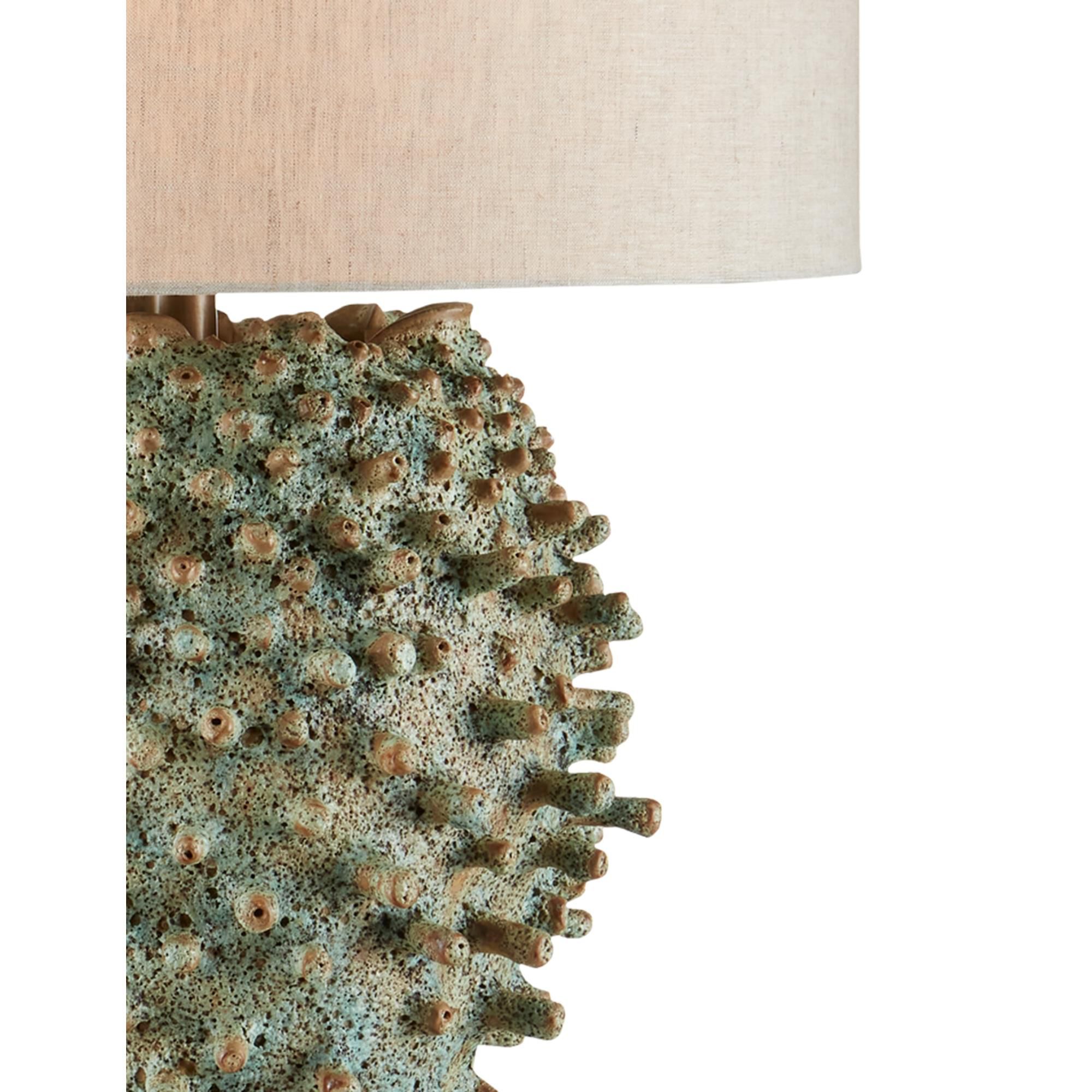 Shown in Sunken Green finish and Natural Linen shade