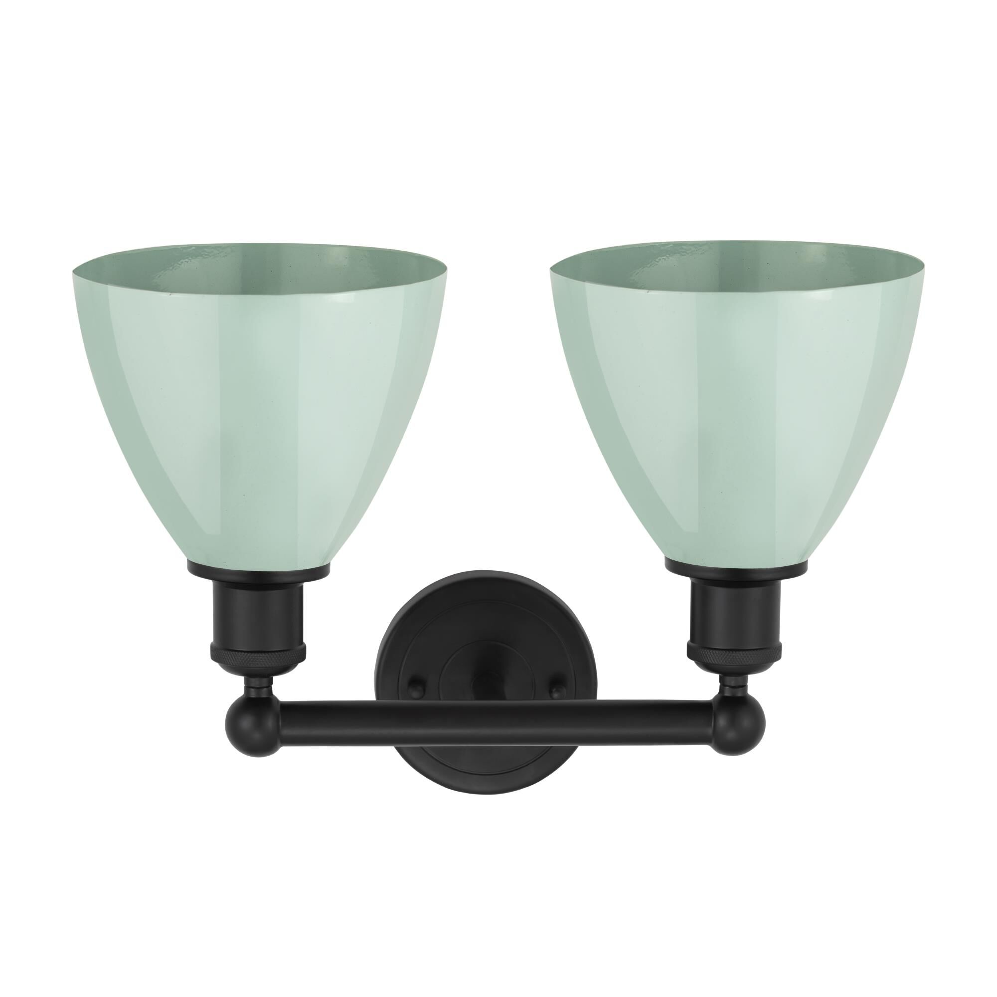Shown in Matte Black and Seafoam finish and Seafoam Metal shade