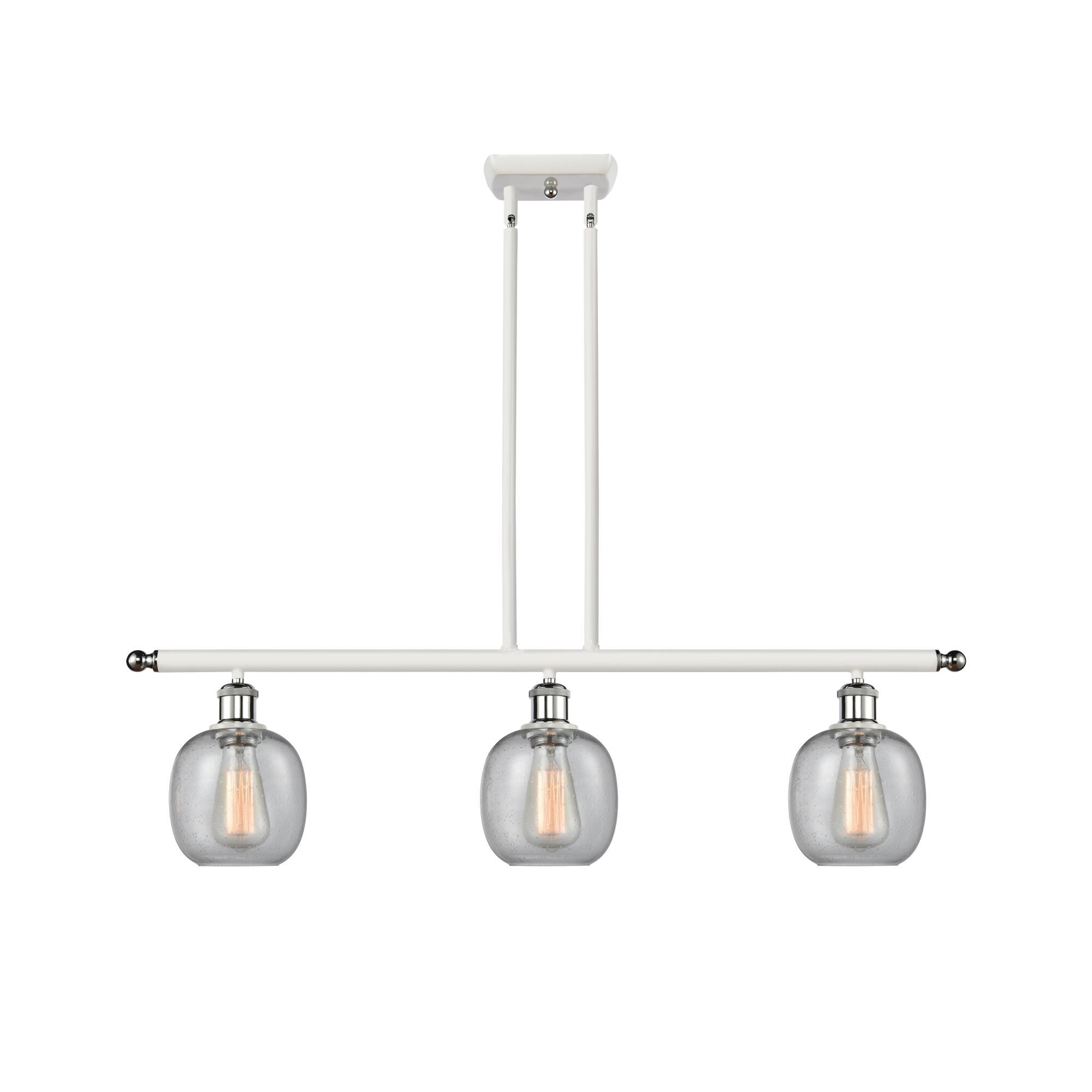 Shown in White And Polished Chrome finish and Sphere glass and Glass shade and Polished Chrome accent