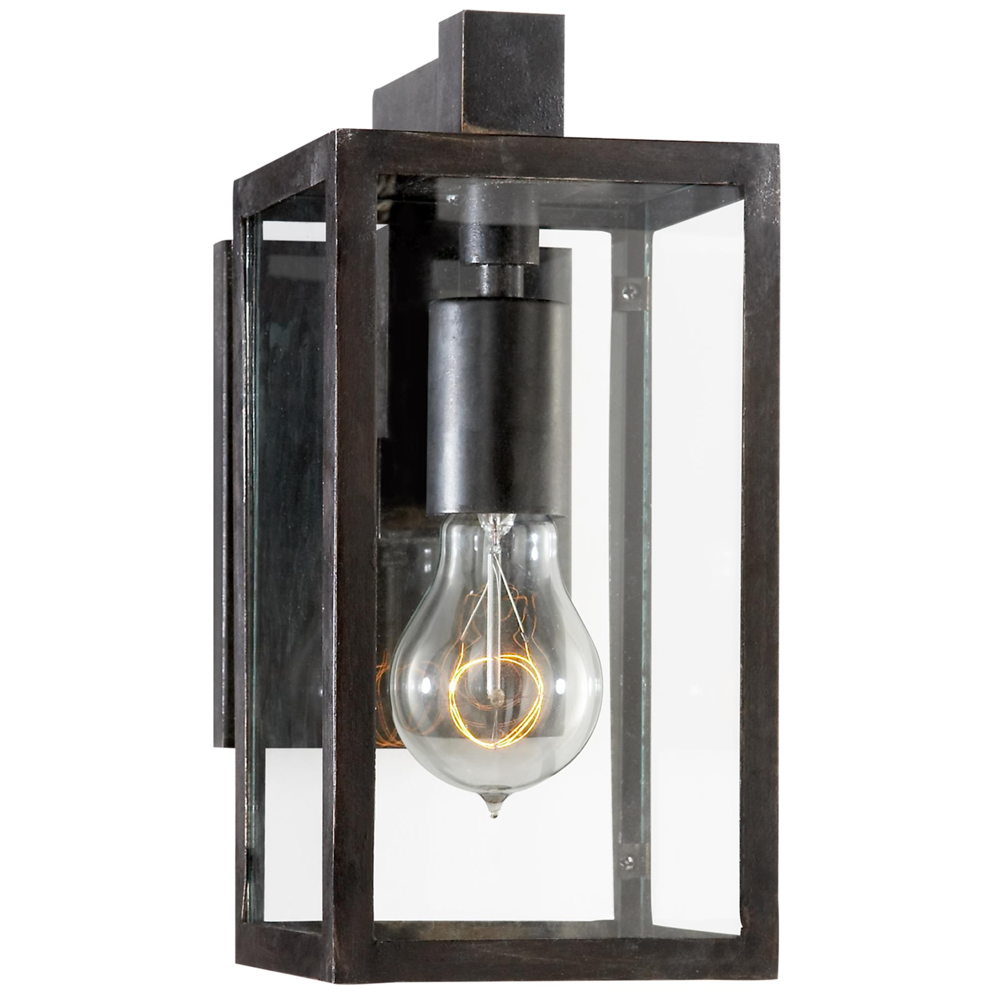 Shown in Aged Iron finish and Clear glass
