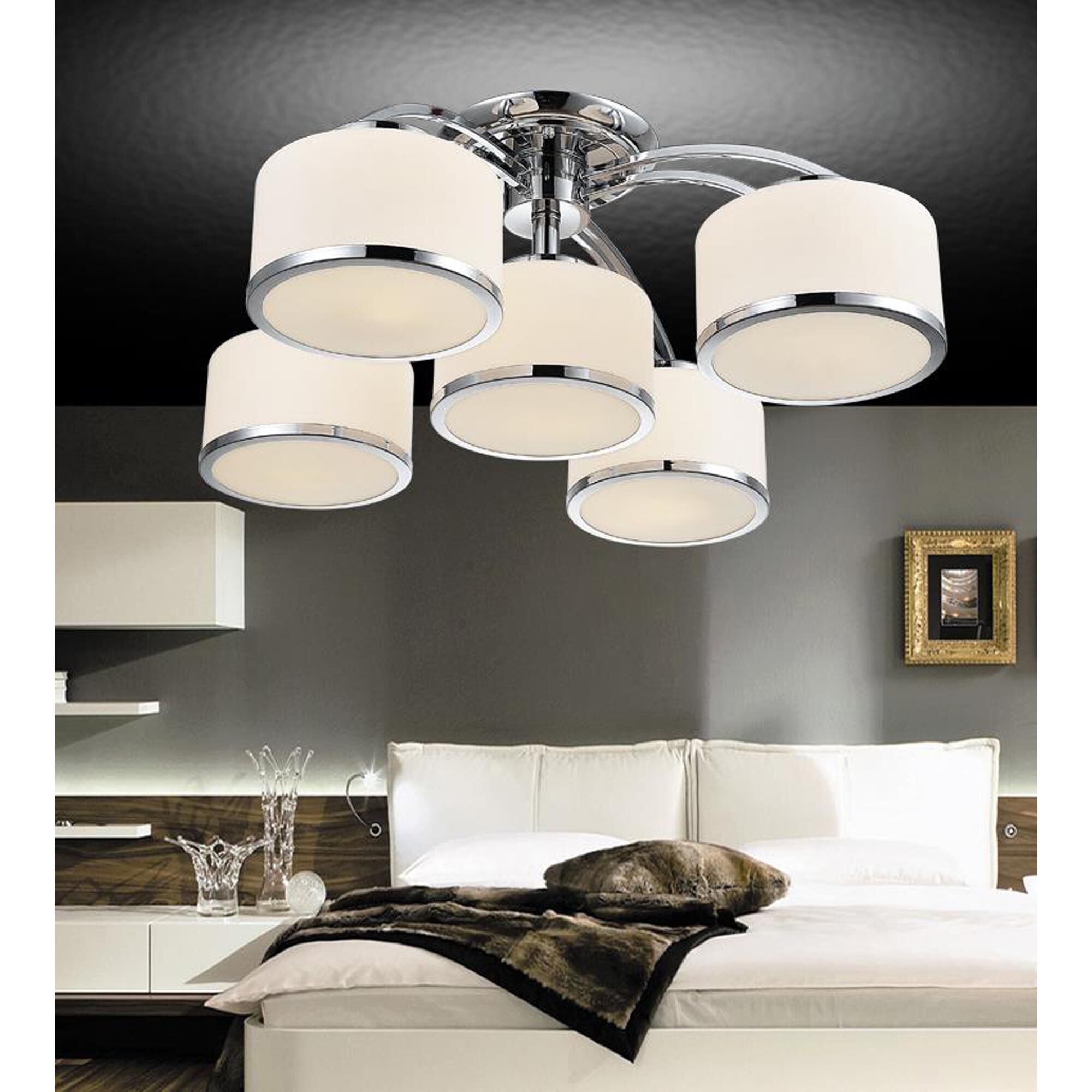 Frosted 30 Inch 5 Light Flush Mount by CWI Lighting