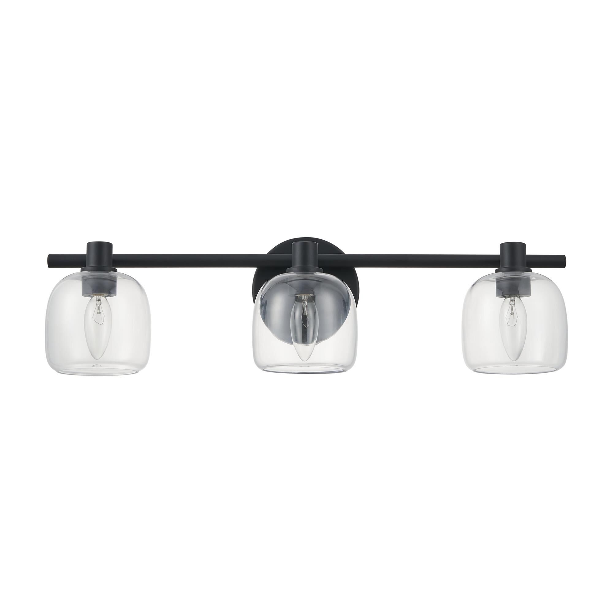 Shown in Matte Black finish and Clear glass