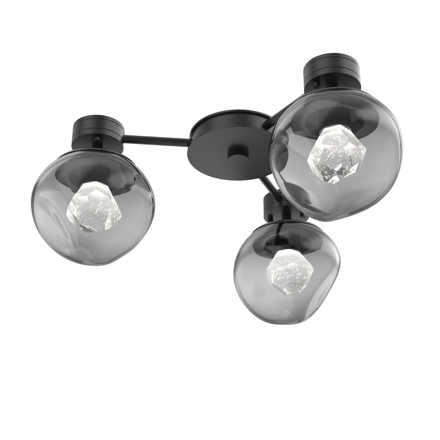 Shown in Matte Black finish and Smoke with Faceted Gem glass