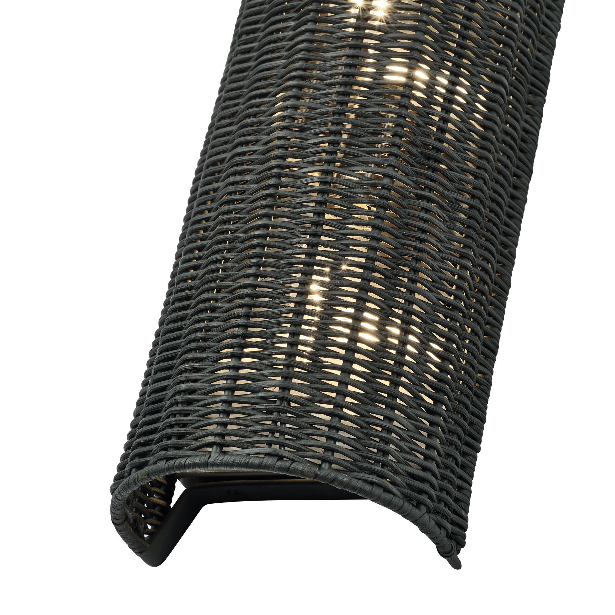Shown in Brushed Nickel finish and Hand-Woven Charred Gray Color Rattan shade