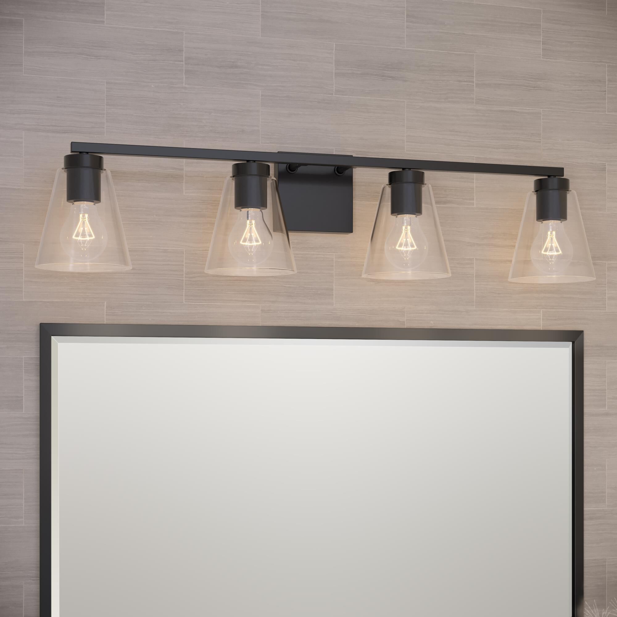 Shown in Matte Black finish and Clear glass