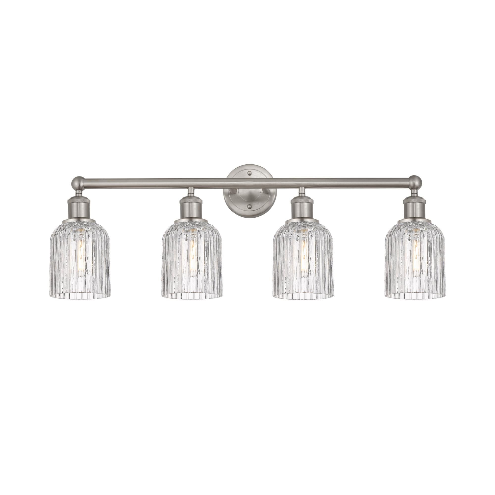 Shown in Brushed Satin Nickel finish and Clear glass