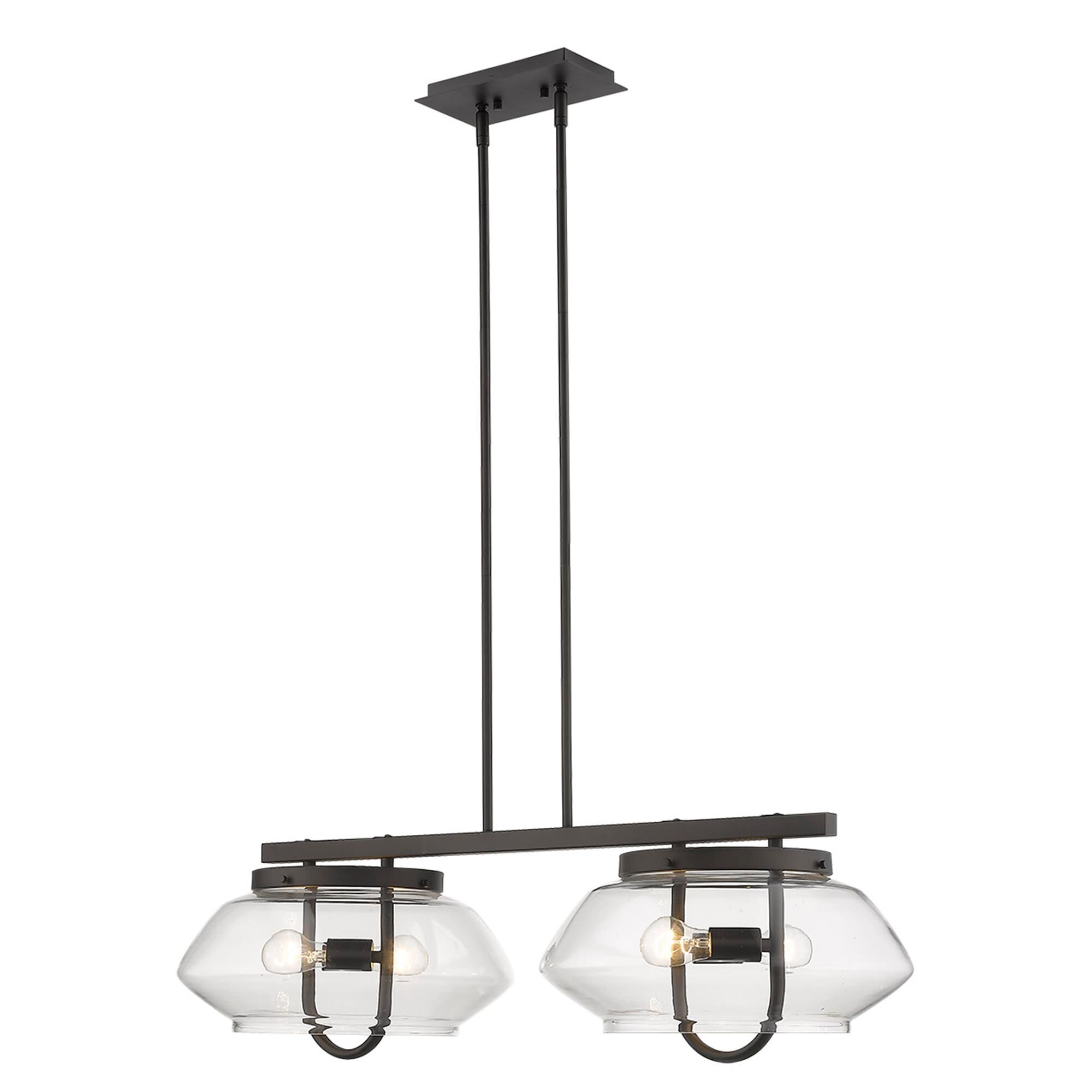 Shown in Oil-Rubbed Bronze finish and Clear glass and Clear Glass Drum shade