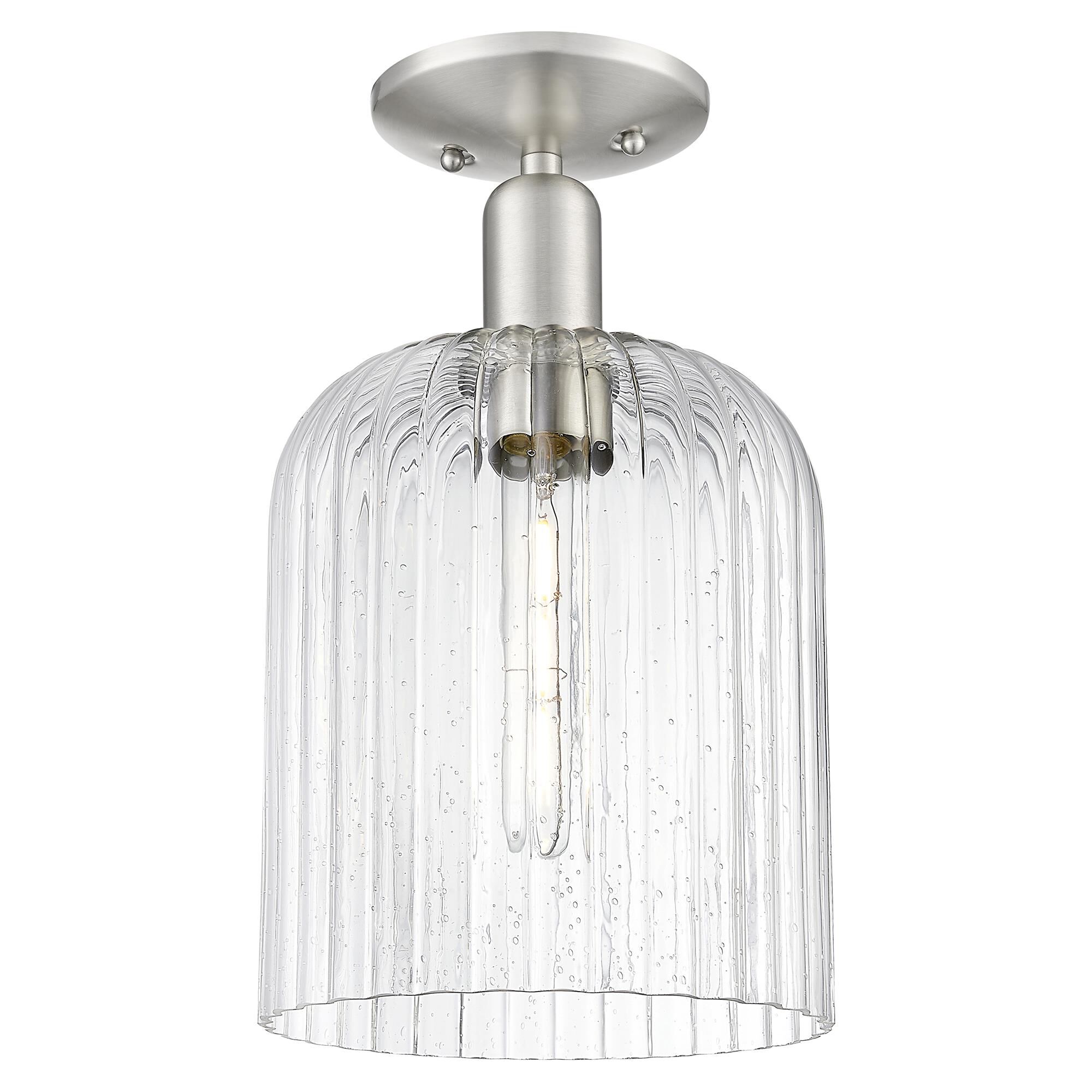 Shown in Brushed Satin Nickel finish and Seedy glass