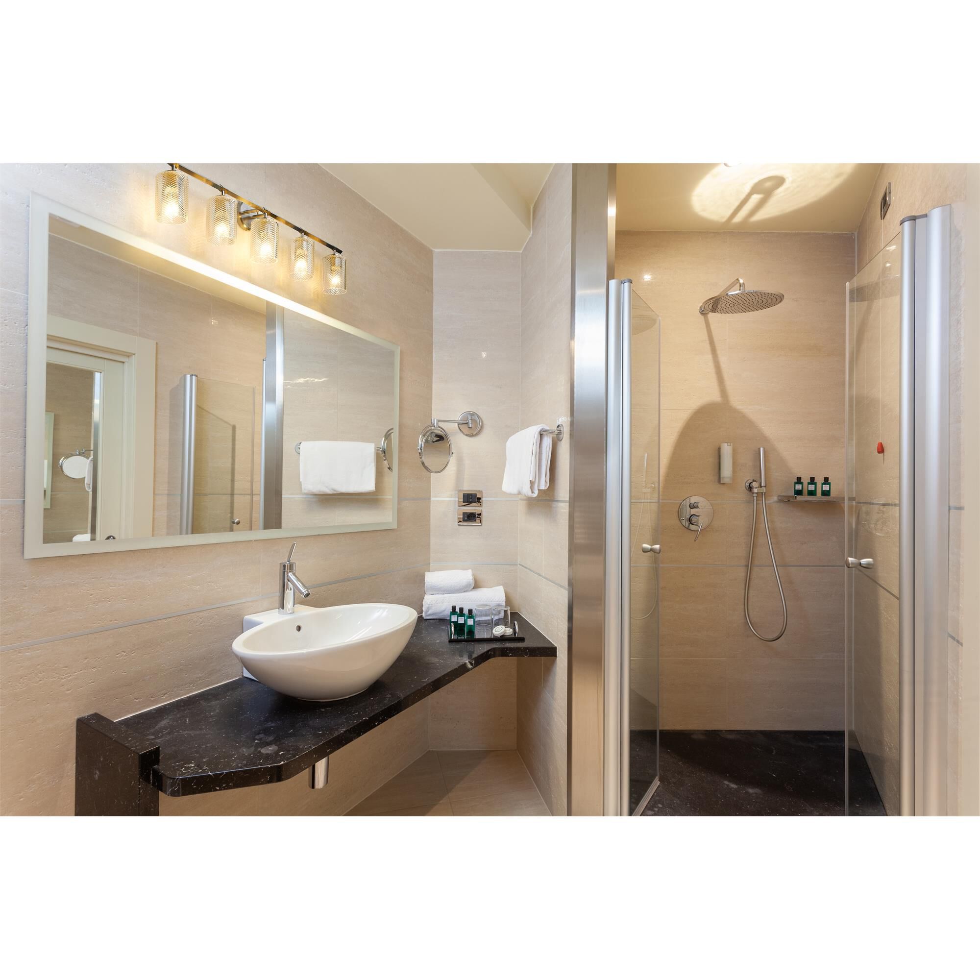 Shown in Brushed Nickel finish and Glass shade