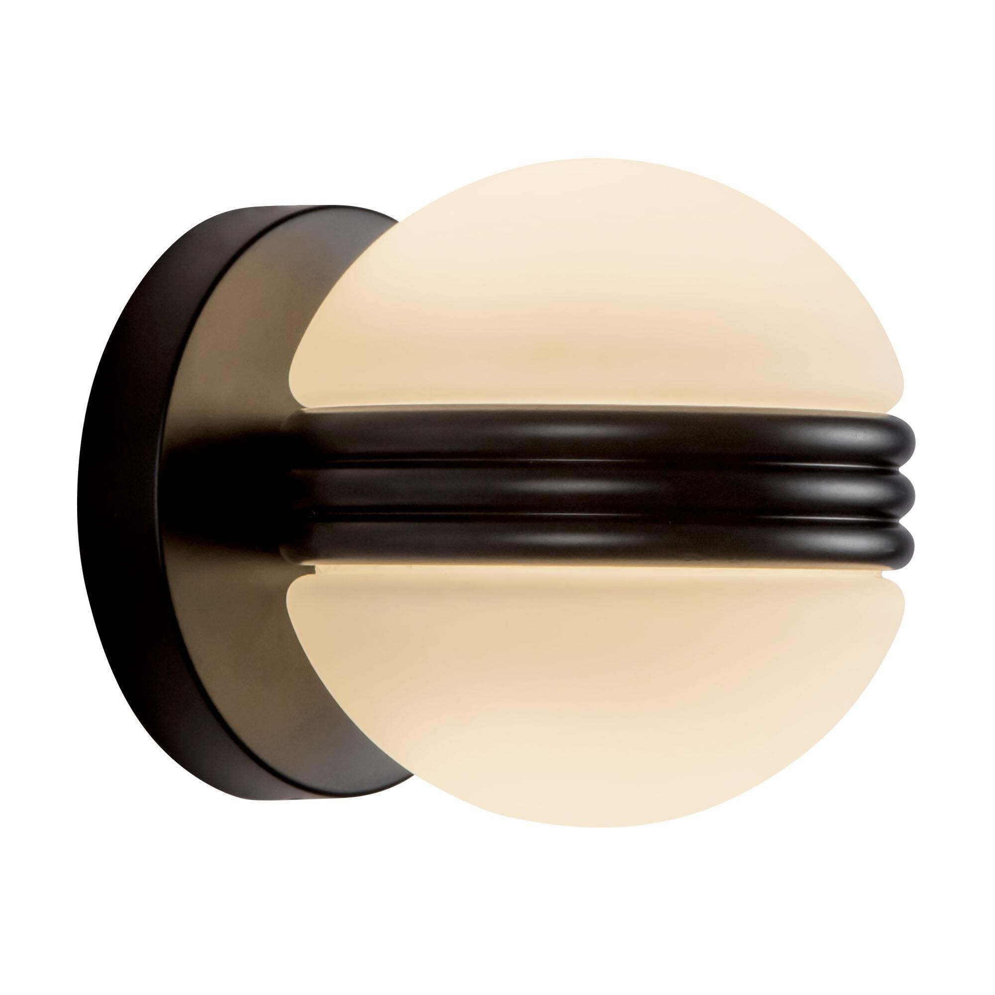 Shown in Black finish and Matte Opal glass