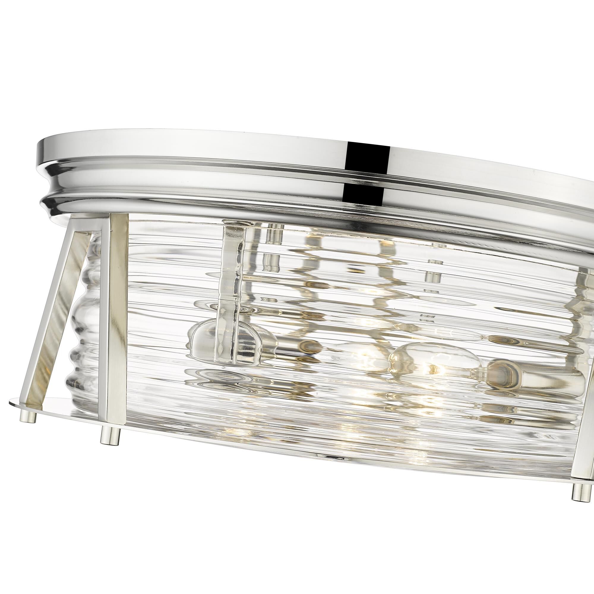 Shown in Polished Nickel finish and Glass shade