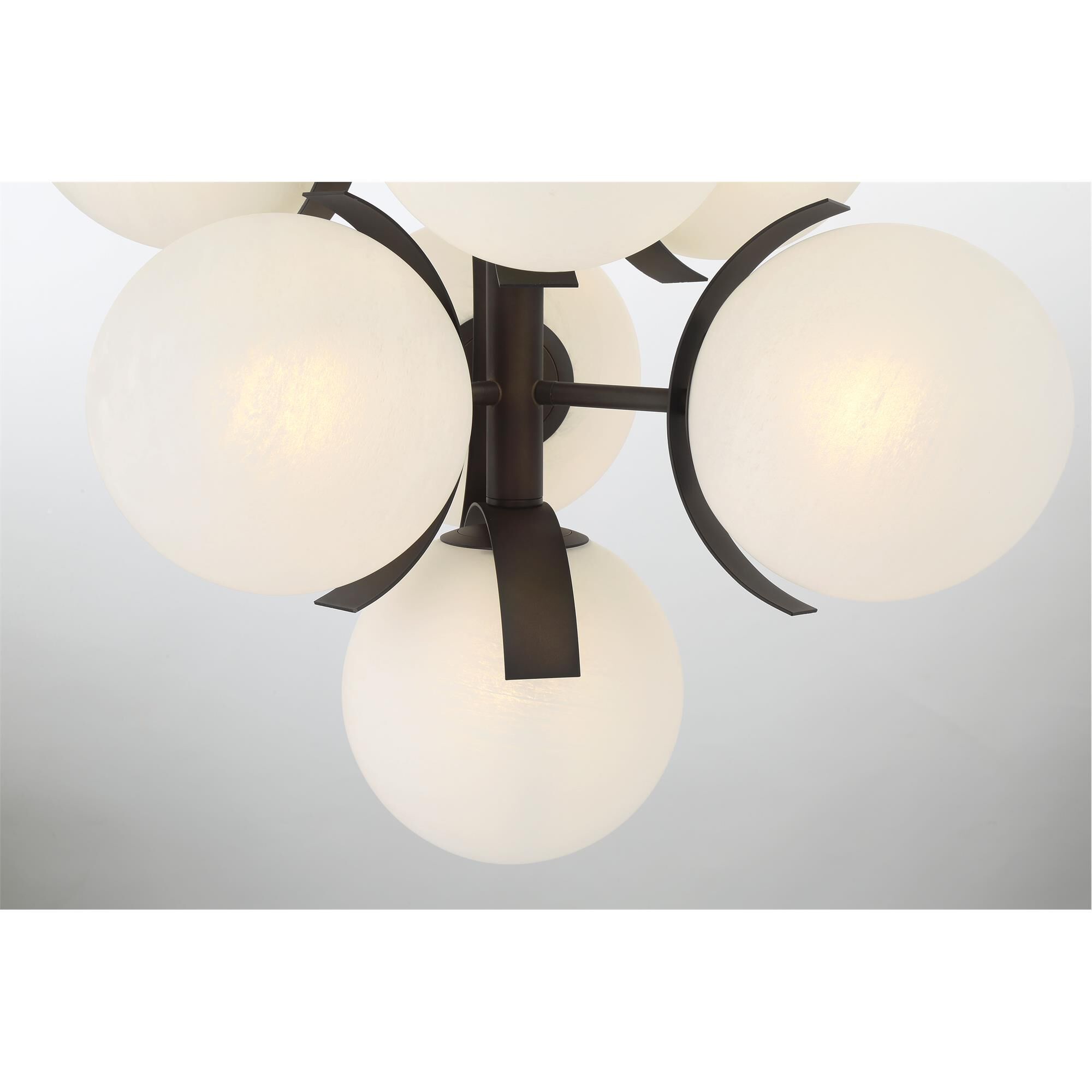 Shown in Dark Bronze finish and White Etched Alabaster glass