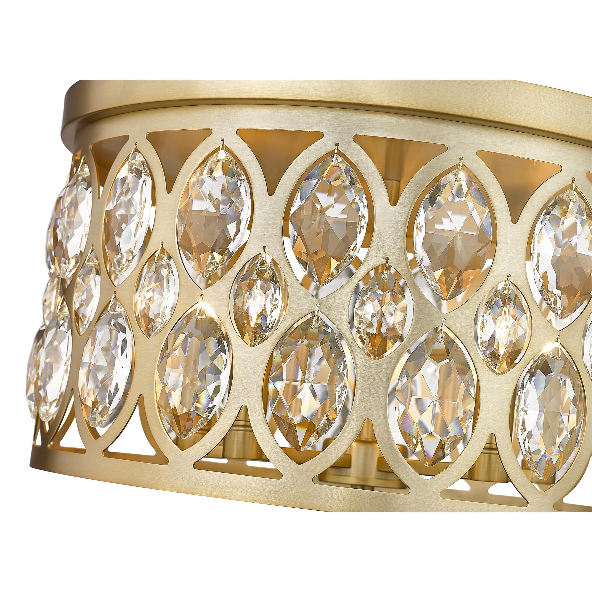 Shown in Heirloom Brass finish and Clear Crystal glass
