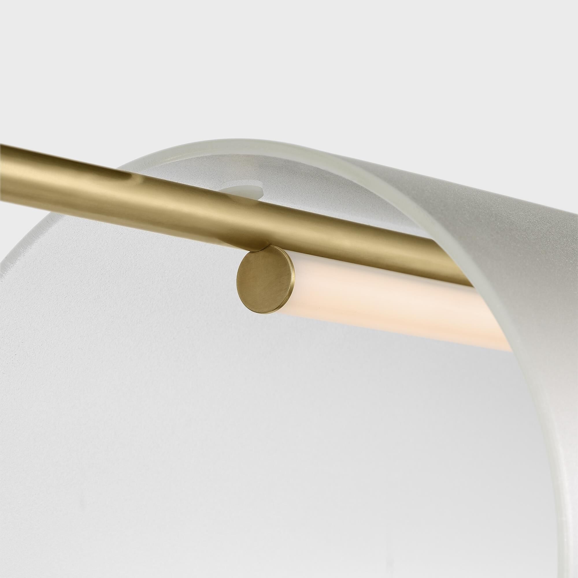 Shown in Hand-Rubbed Antique Brass finish and Etched glass