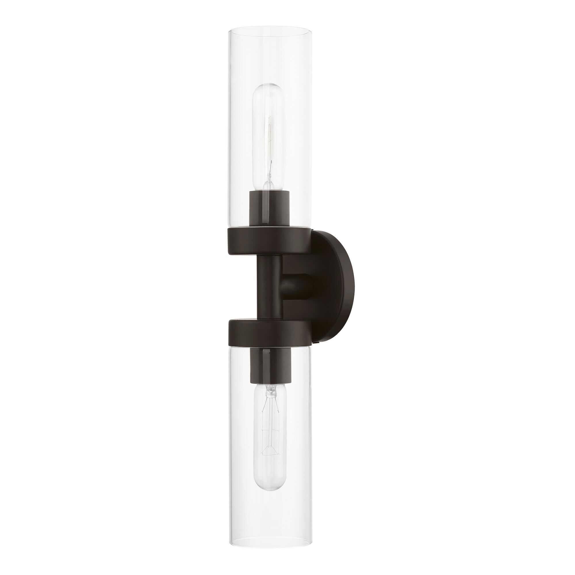 Shown in Bronze finish and Clear glass