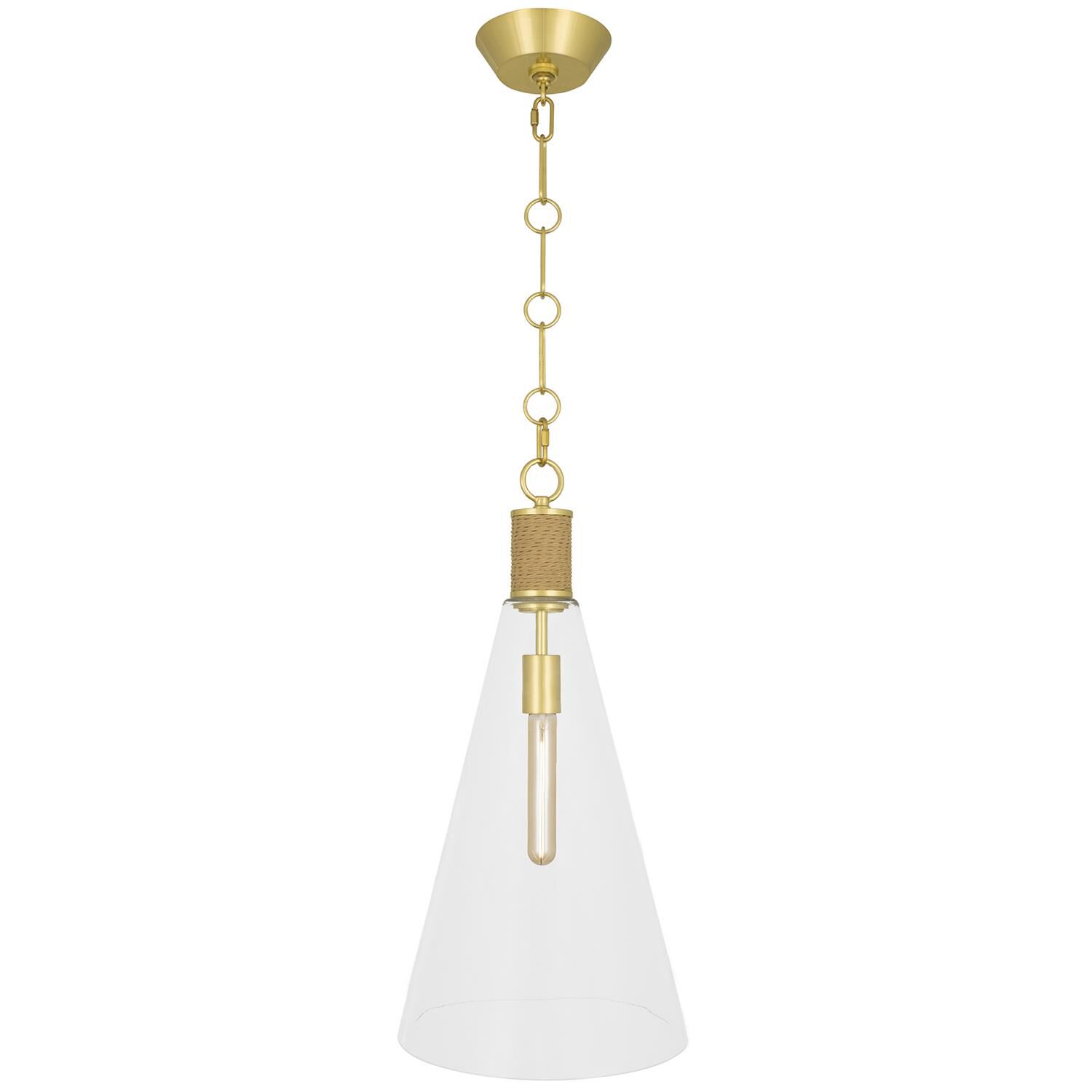 Shown in Modern Brass finish and Lucite shade and Natural Rope accent