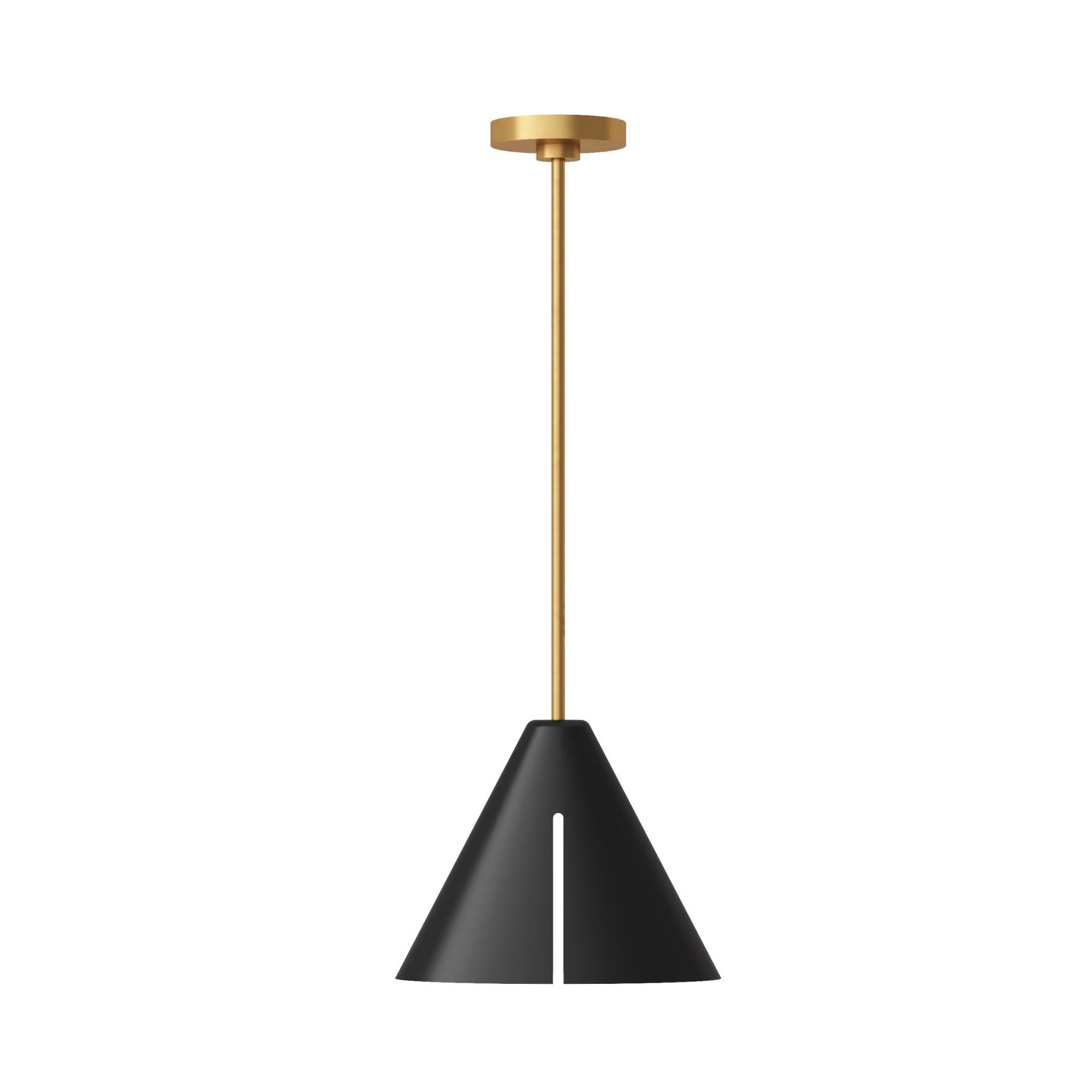Shown in Midnight Black And Burnished Brass finish and Midnight BlackSteel shade