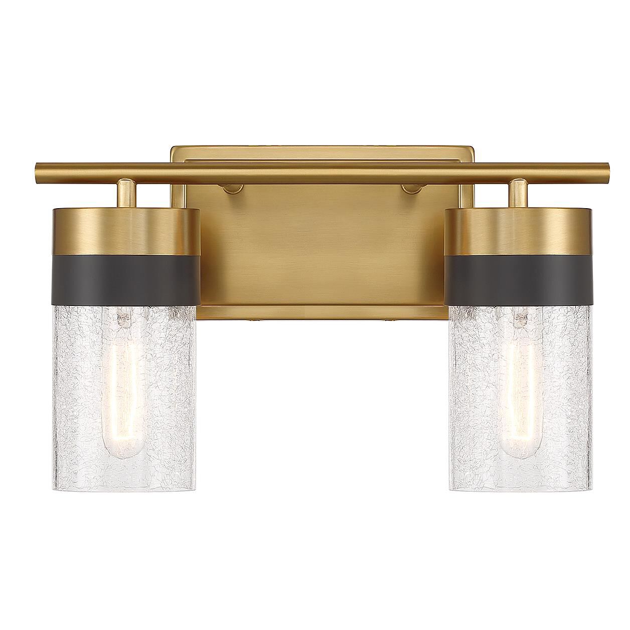Shown in Warm Brass finish and Crackled glass and Glass shade