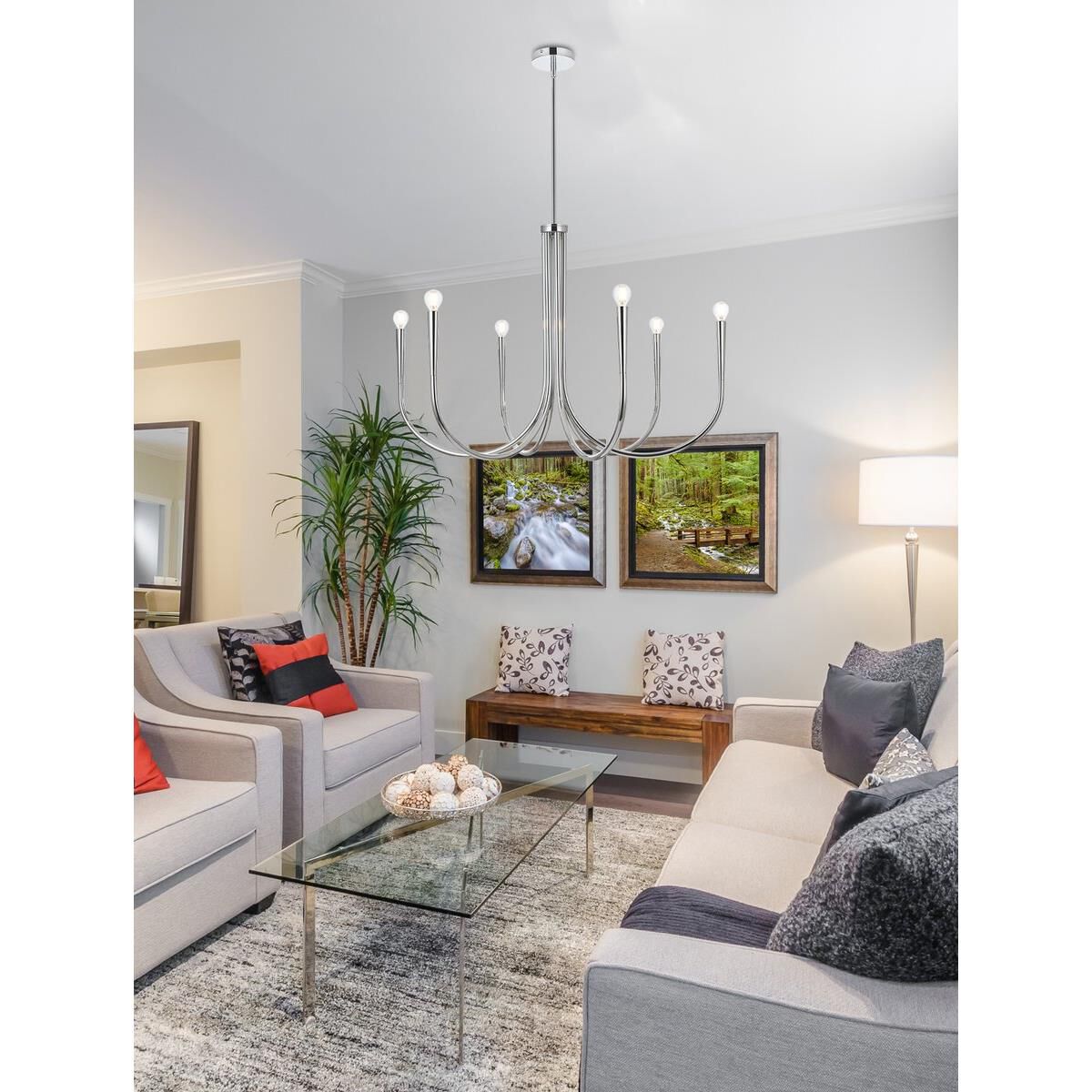 Layne 36 Inch 6 Light Chandelier by Elegant Lighting